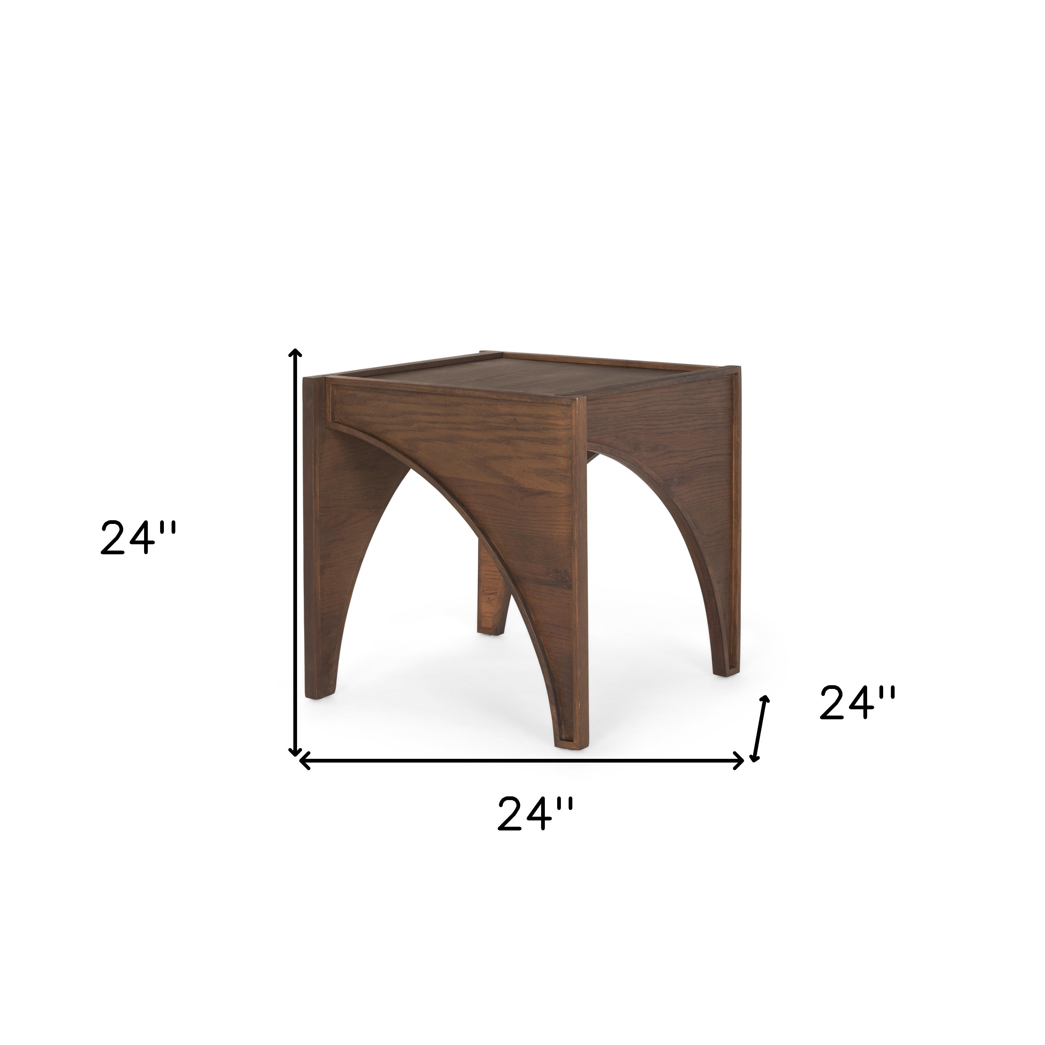 24" Brown Wood Modern Arched Square End Table-6