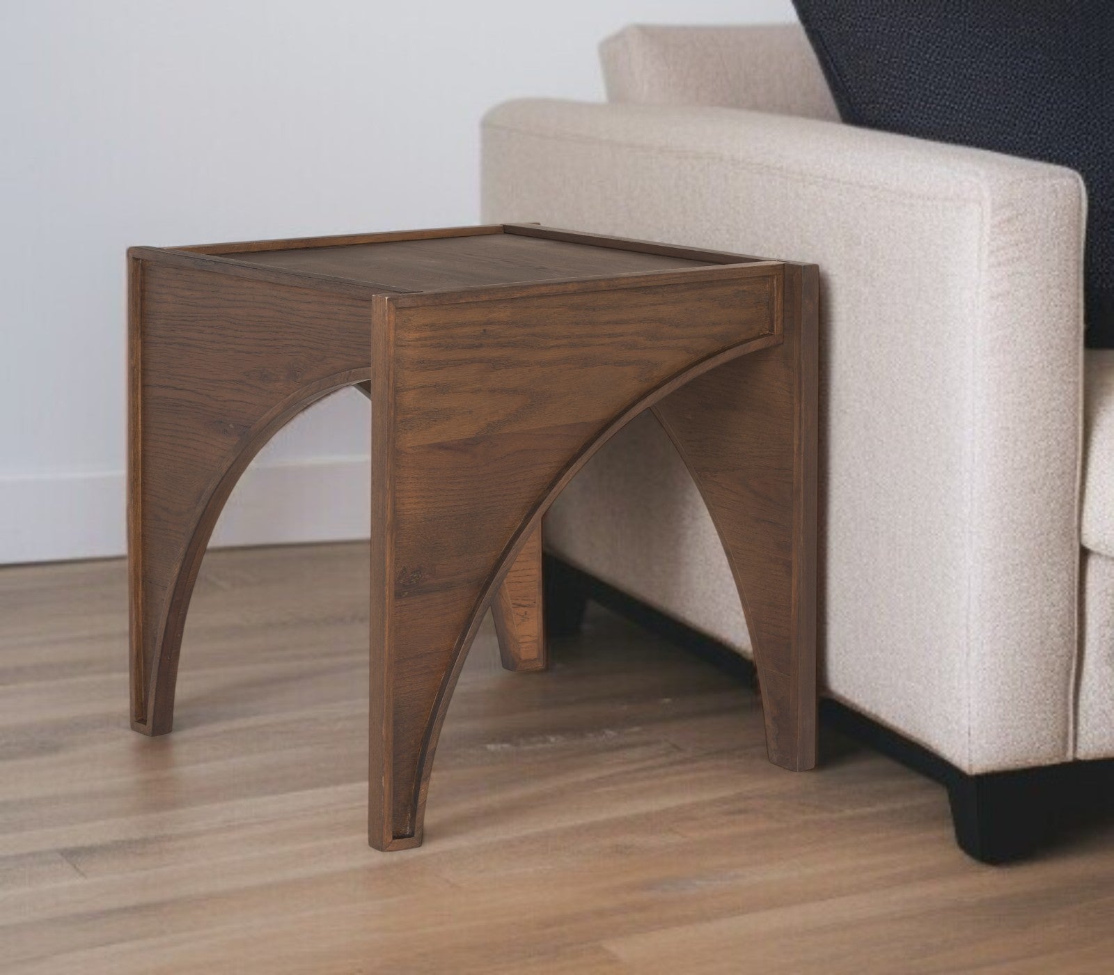 24" Brown Wood Modern Arched Square End Table-0