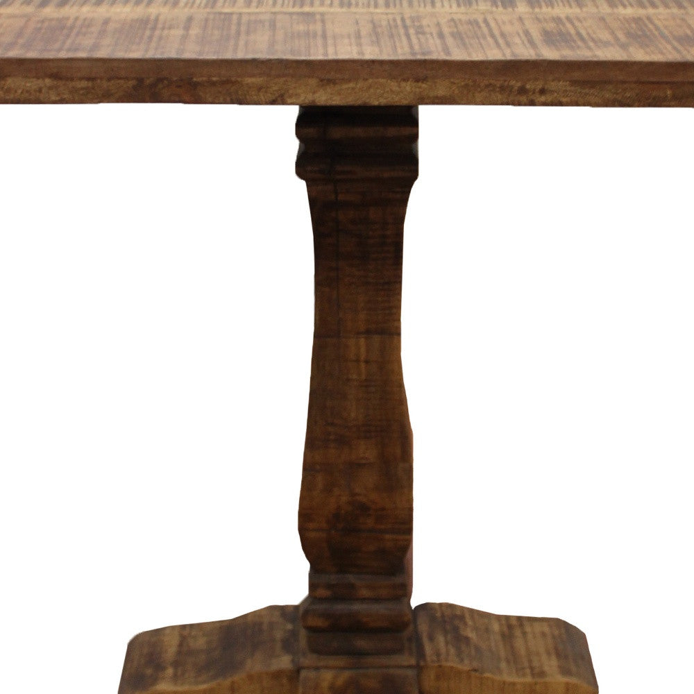 36" Brown Solid Wood Square Pedestal Bar Table-4
