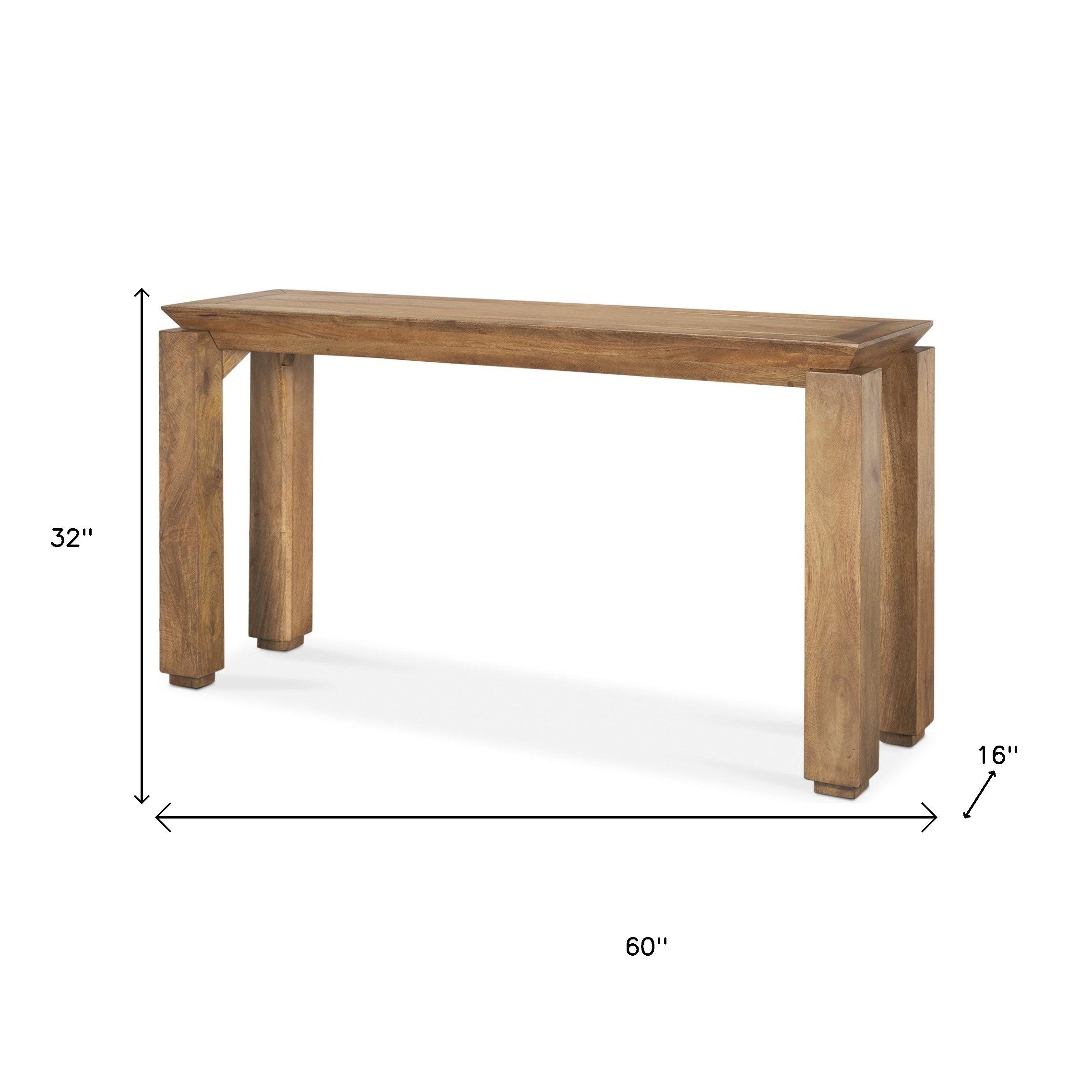 60" Brown Solid Wood Console Table-4