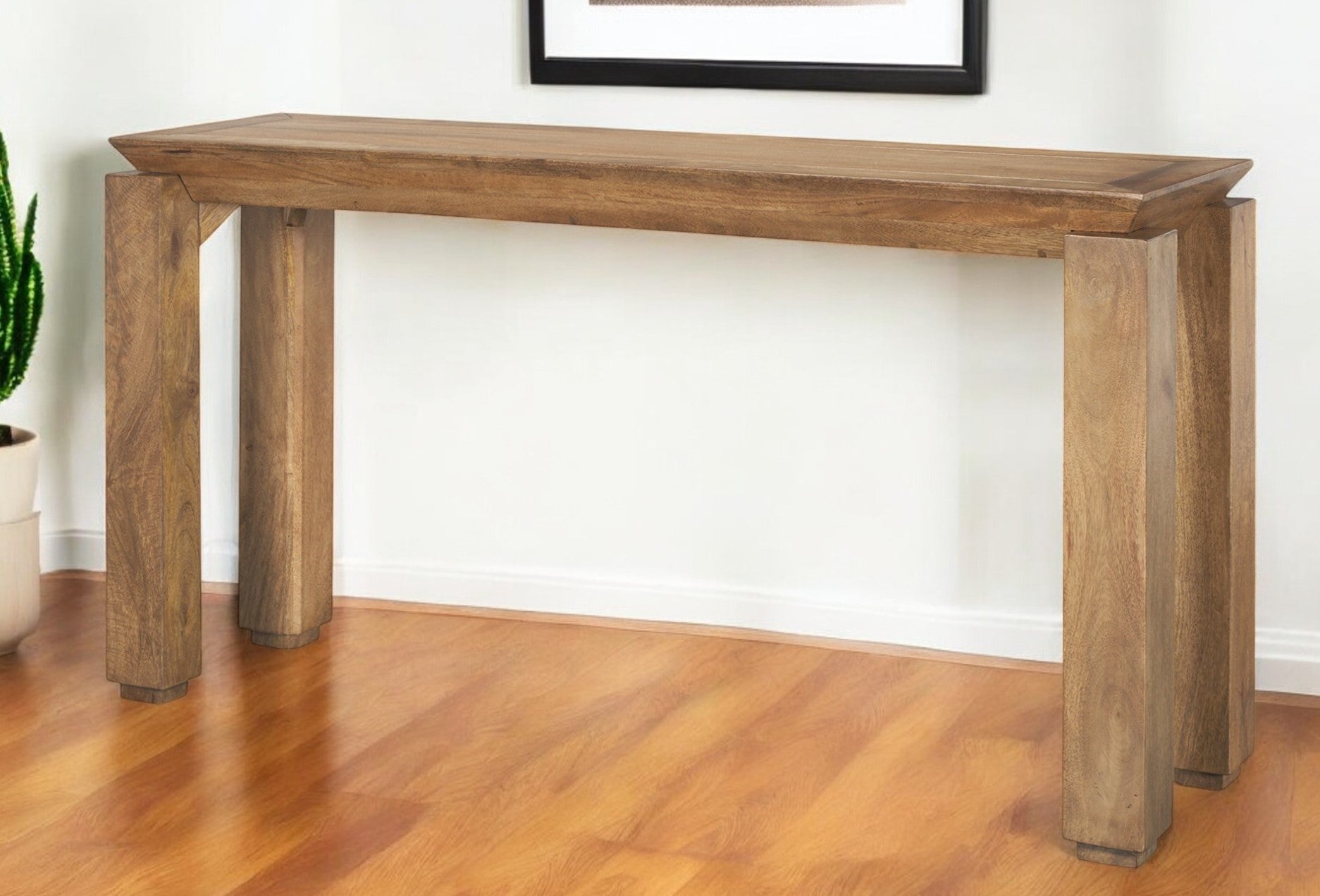 60" Brown Solid Wood Console Table-0