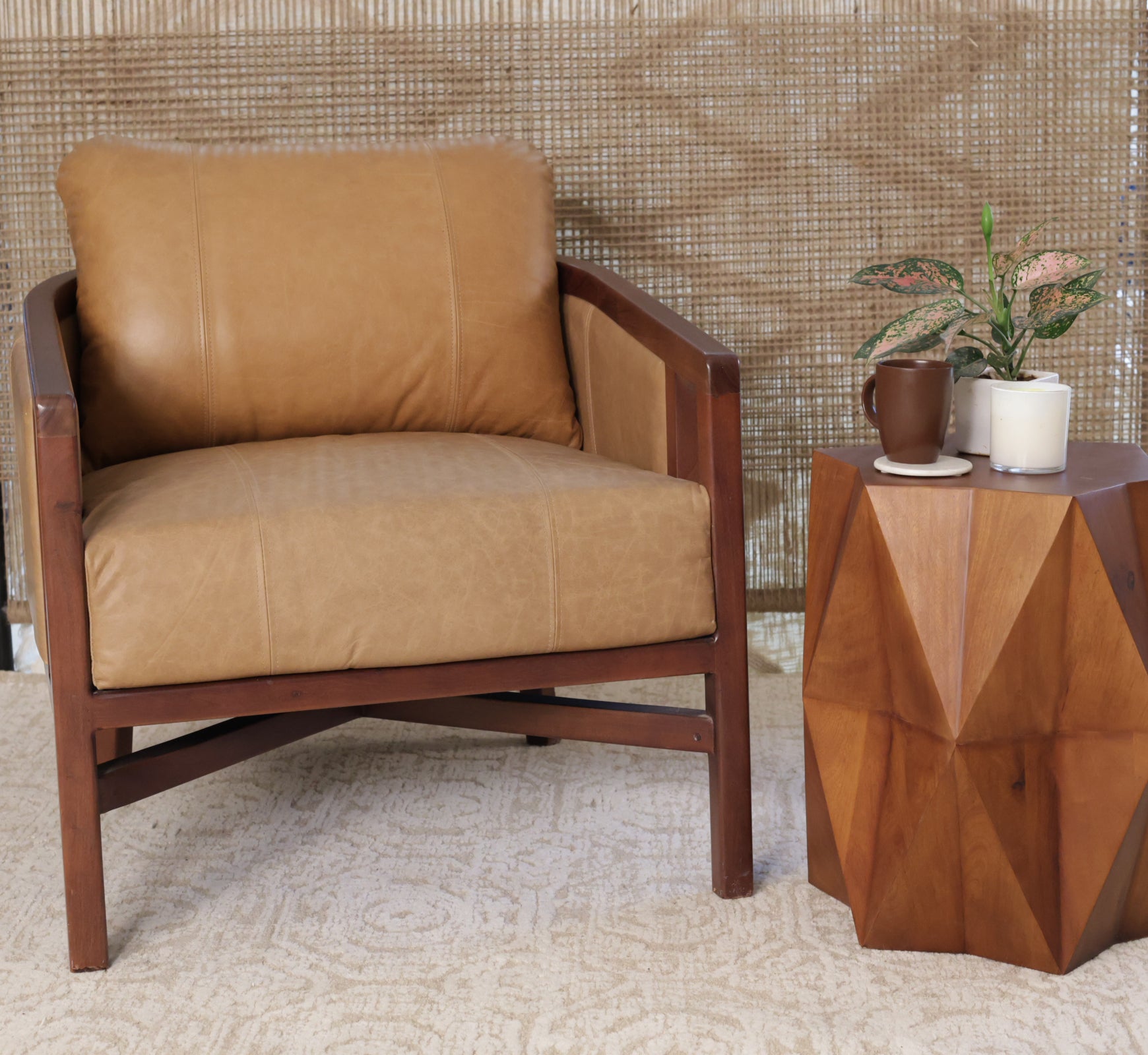 32" Brown Genuine Leather Arm Chair-8