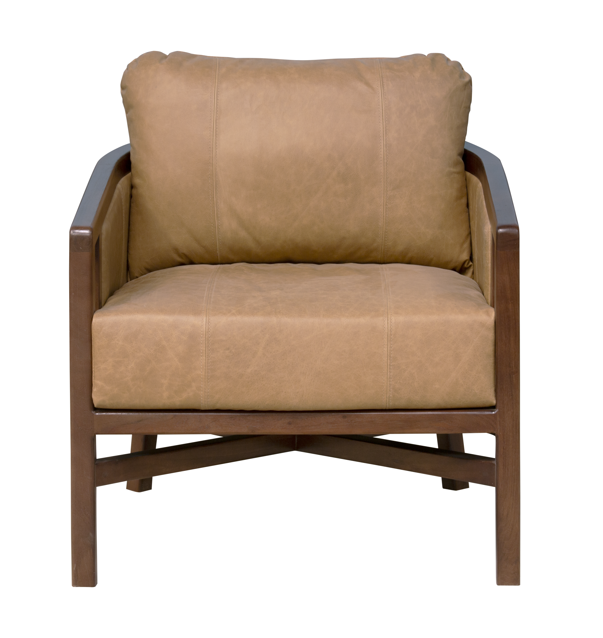 32" Brown Genuine Leather Arm Chair-2