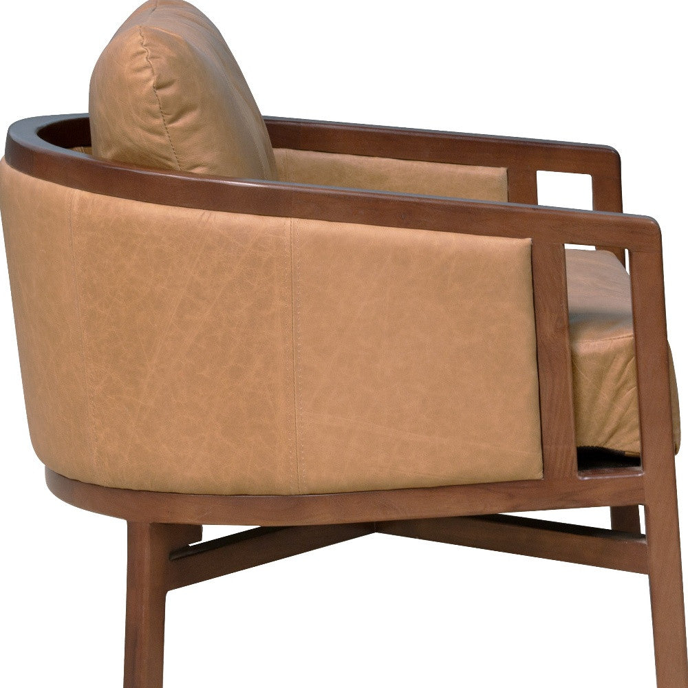 32" Brown Genuine Leather Arm Chair-6