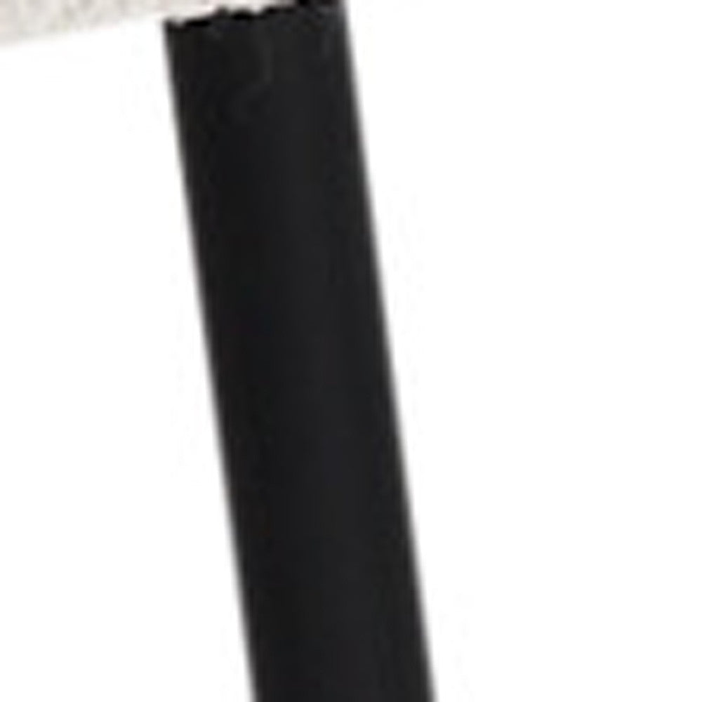 Cream and Black Upholstered Boucle And Metal Dining Side Chair-3