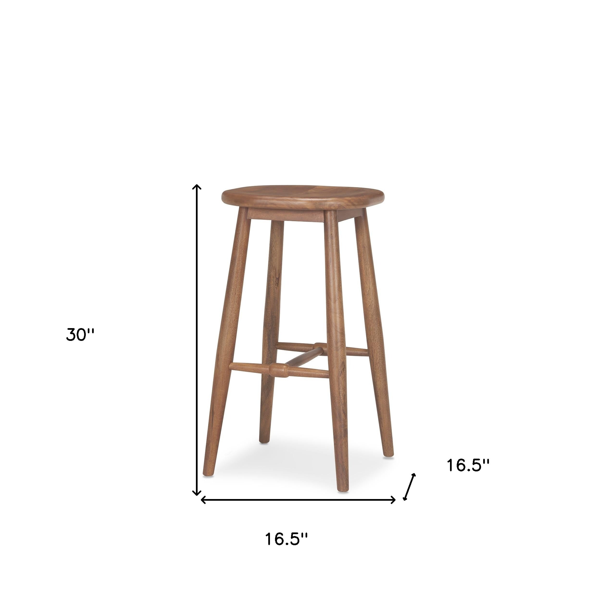 30" Natural Solid Wood Backless Bar Height Bar Chair-4