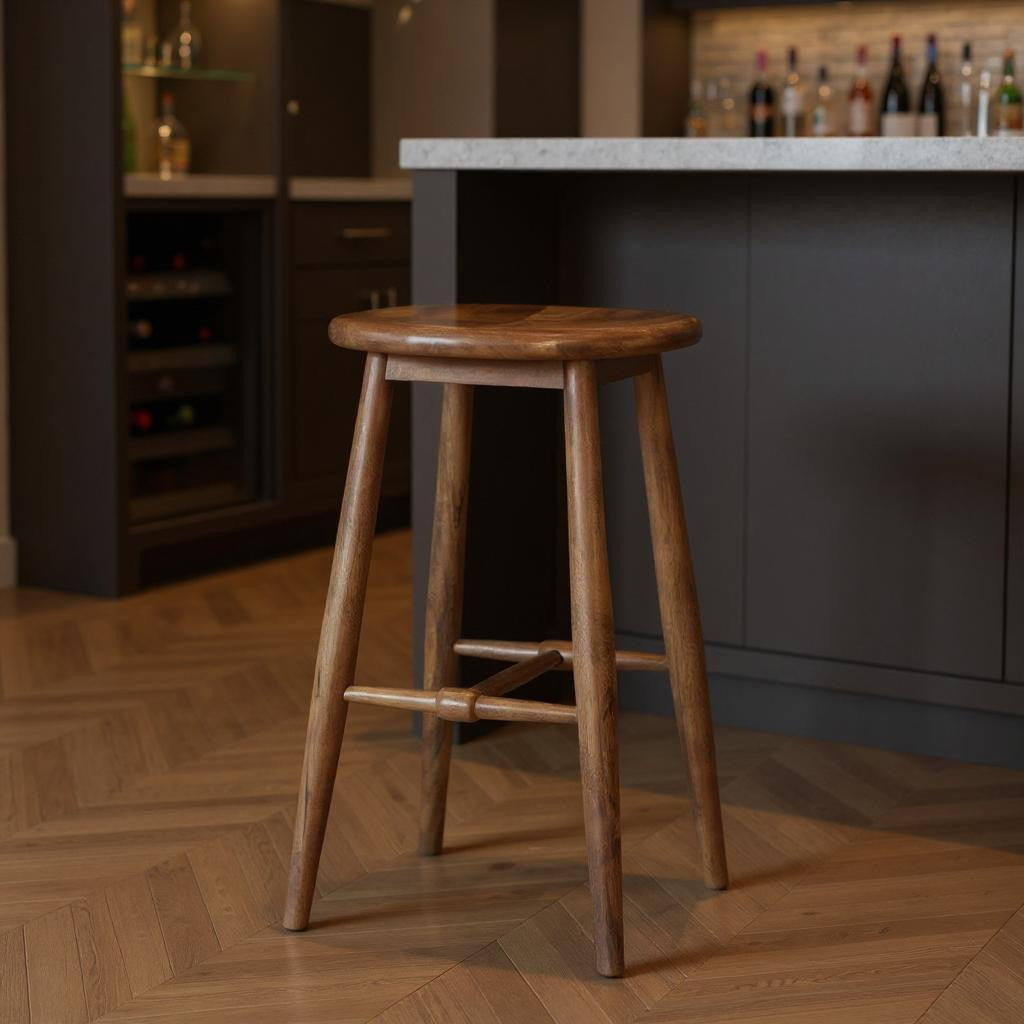 30" Natural Solid Wood Backless Bar Height Bar Chair-0