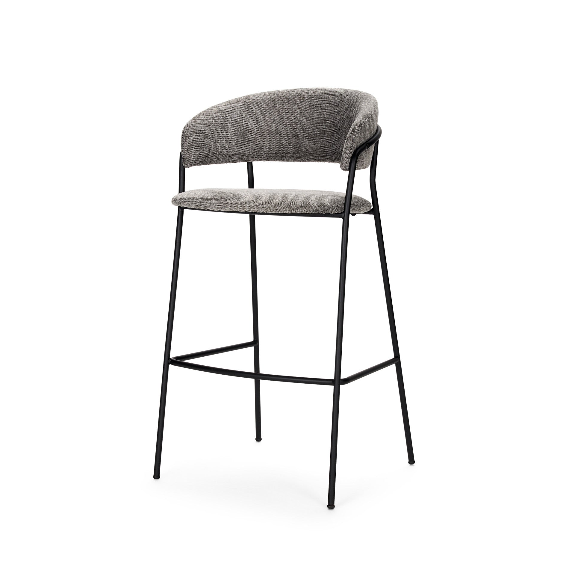 30" Gray and Black Fabric and Metal Bar Height Bar Chair-1