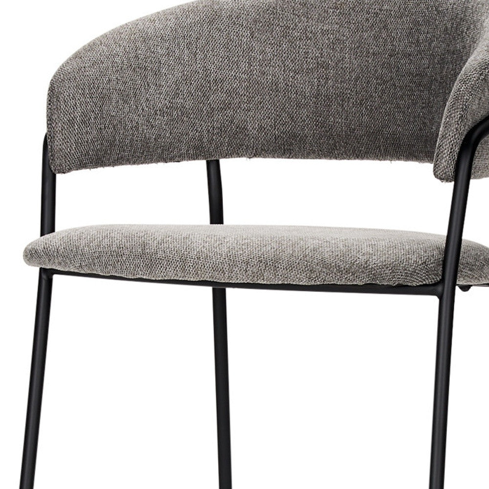 30" Gray and Black Fabric and Metal Bar Height Bar Chair-2