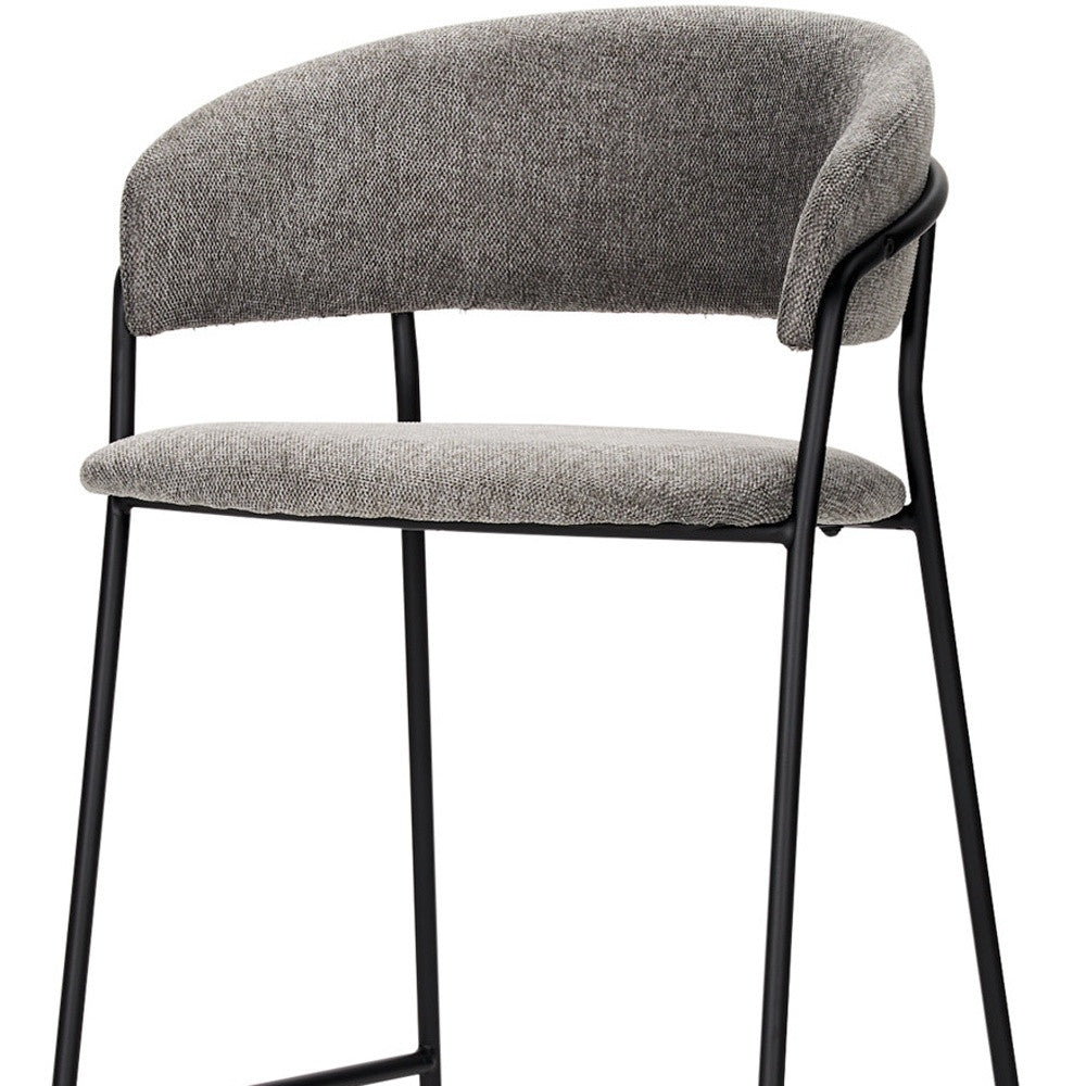 30" Gray and Black Fabric and Metal Bar Height Bar Chair-3