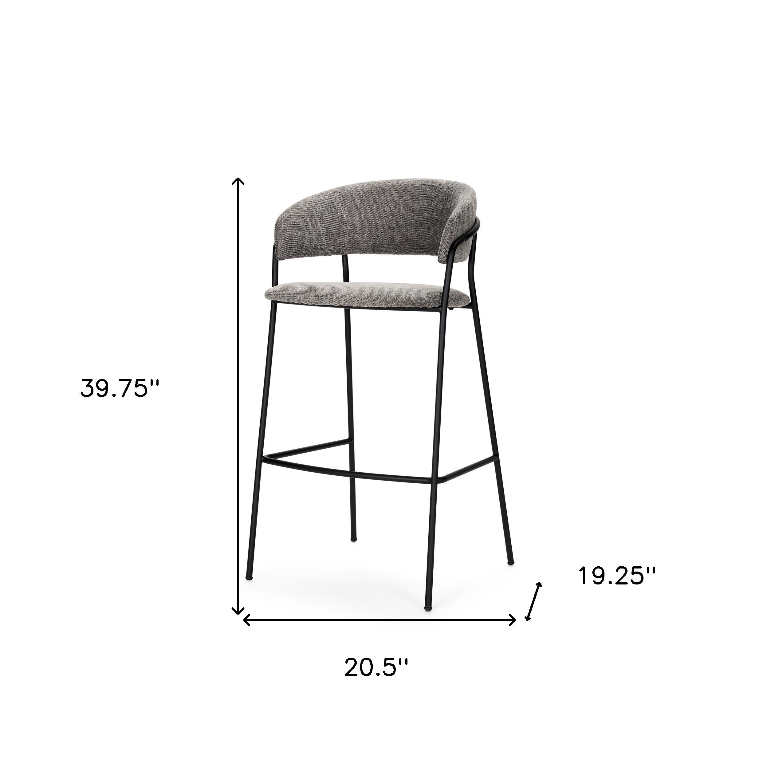 30" Gray and Black Fabric and Metal Bar Height Bar Chair-4