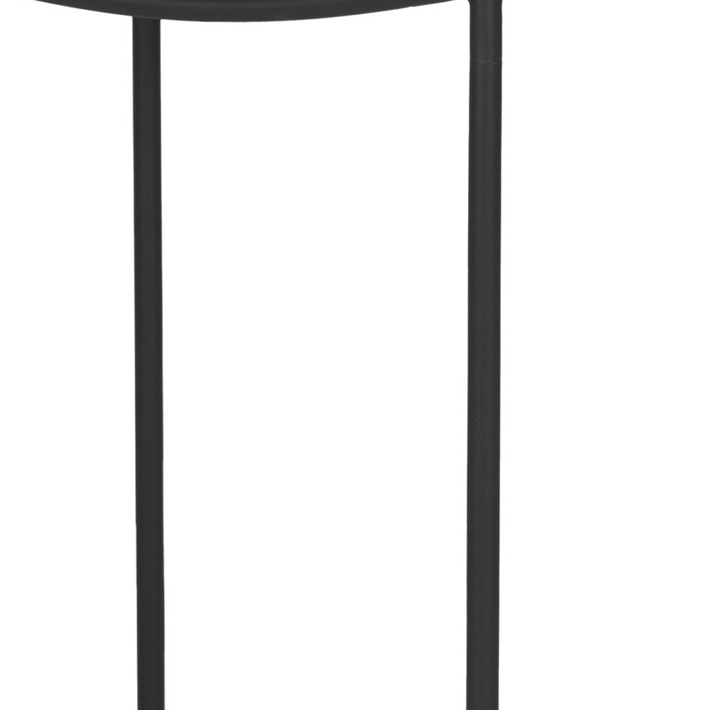 26" Black Solid Wood and Iron Backless Counter Height Bar Chair-2