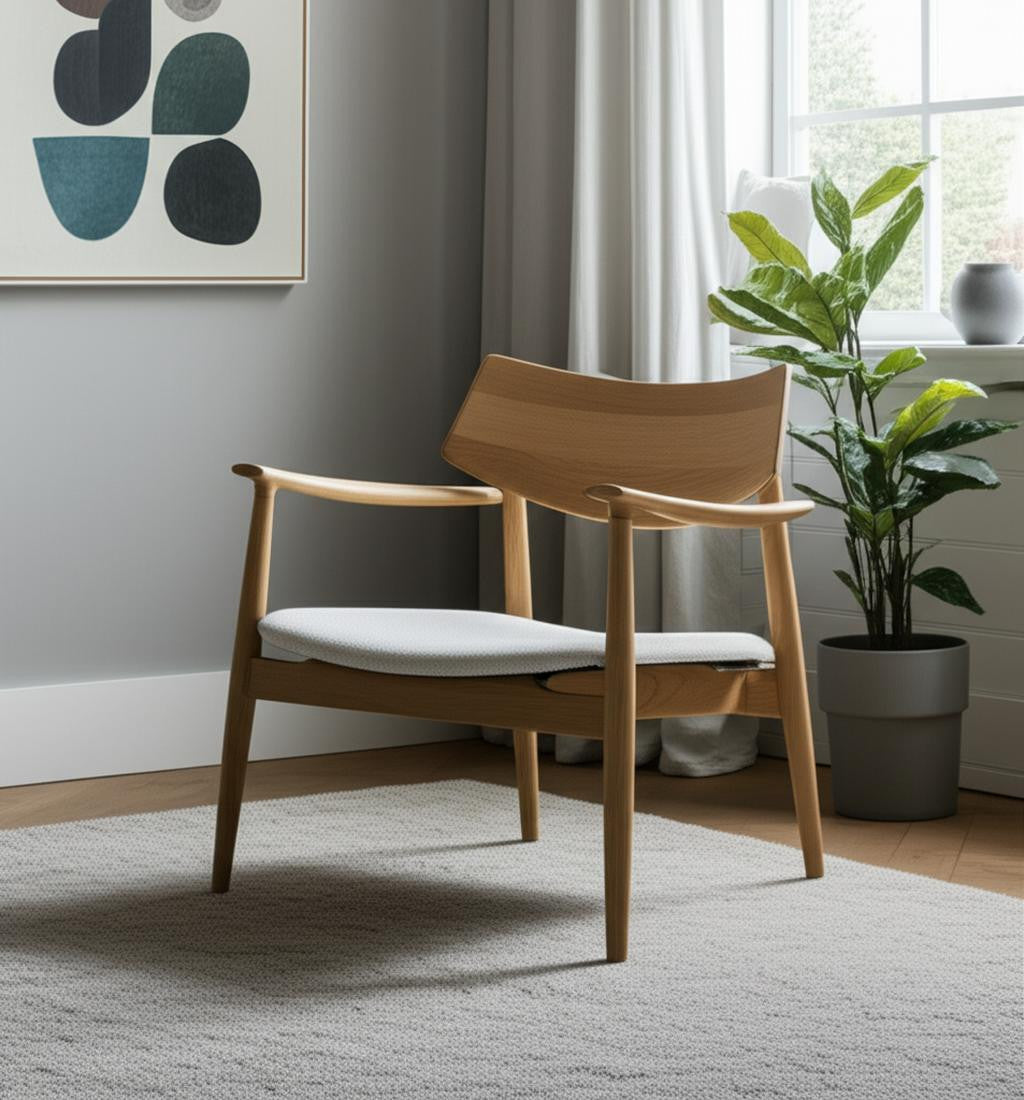 27" Cream and Brown Upholstered Arm Chair-0