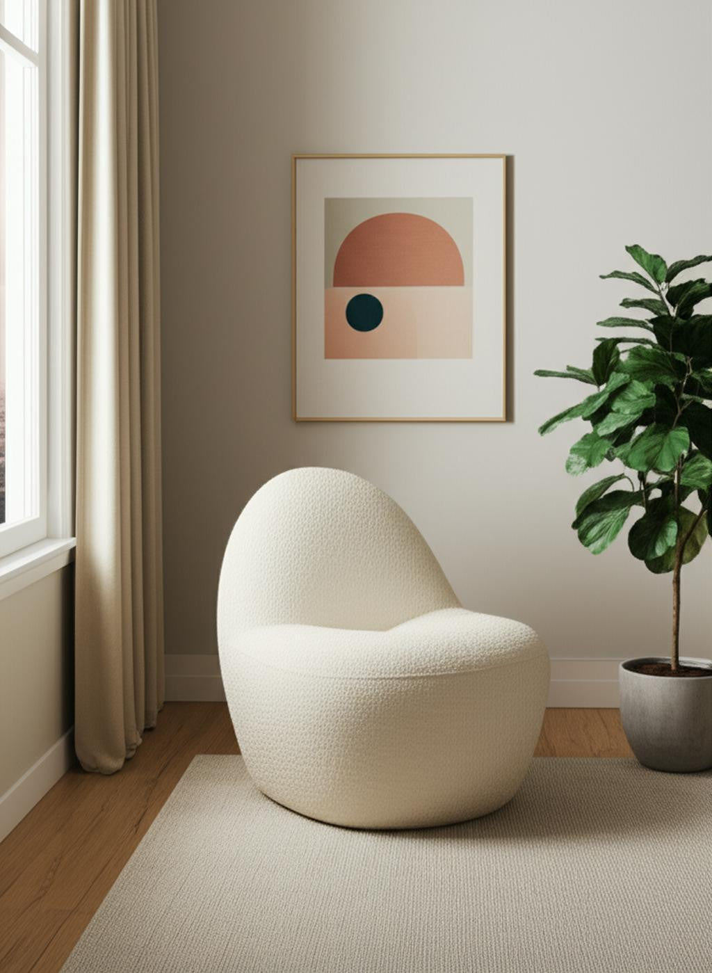 33" Cream Upholstered Slipper Chair-0