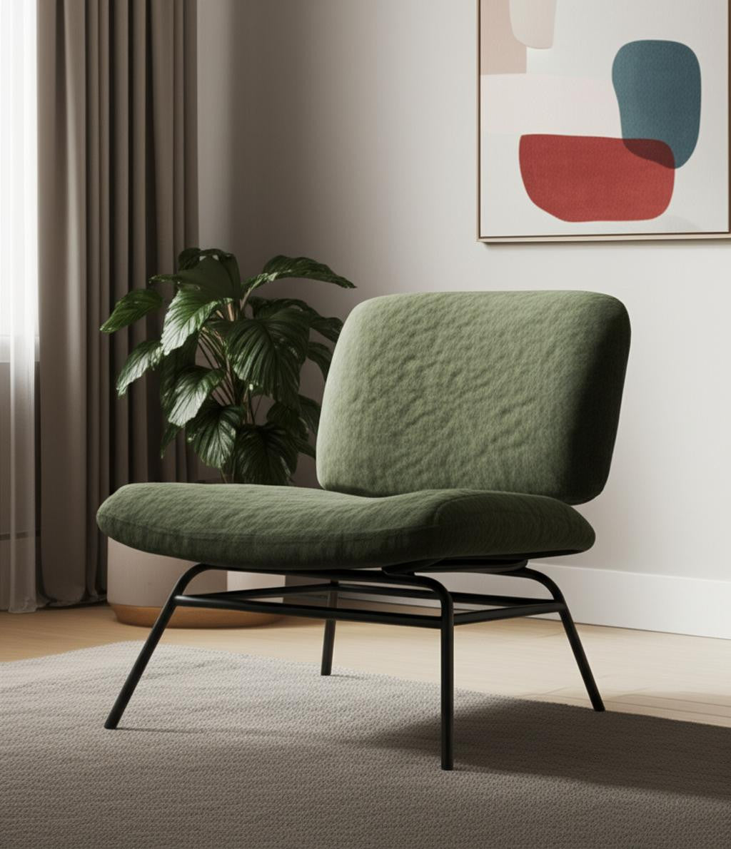 30" Green and Black Upholstered Slipper Chair-0