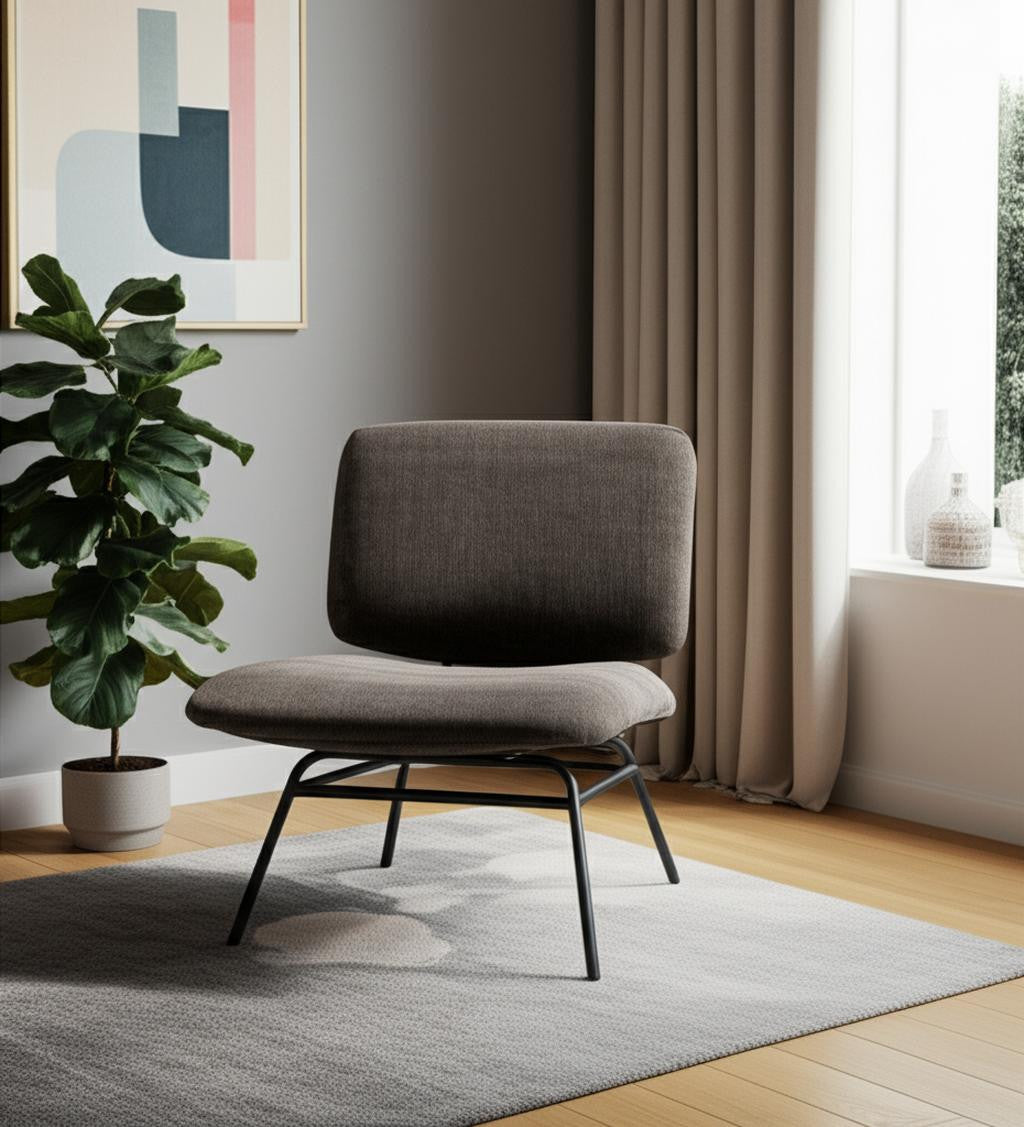 30" Charcoal and Black Upholstered Slipper Chair-0