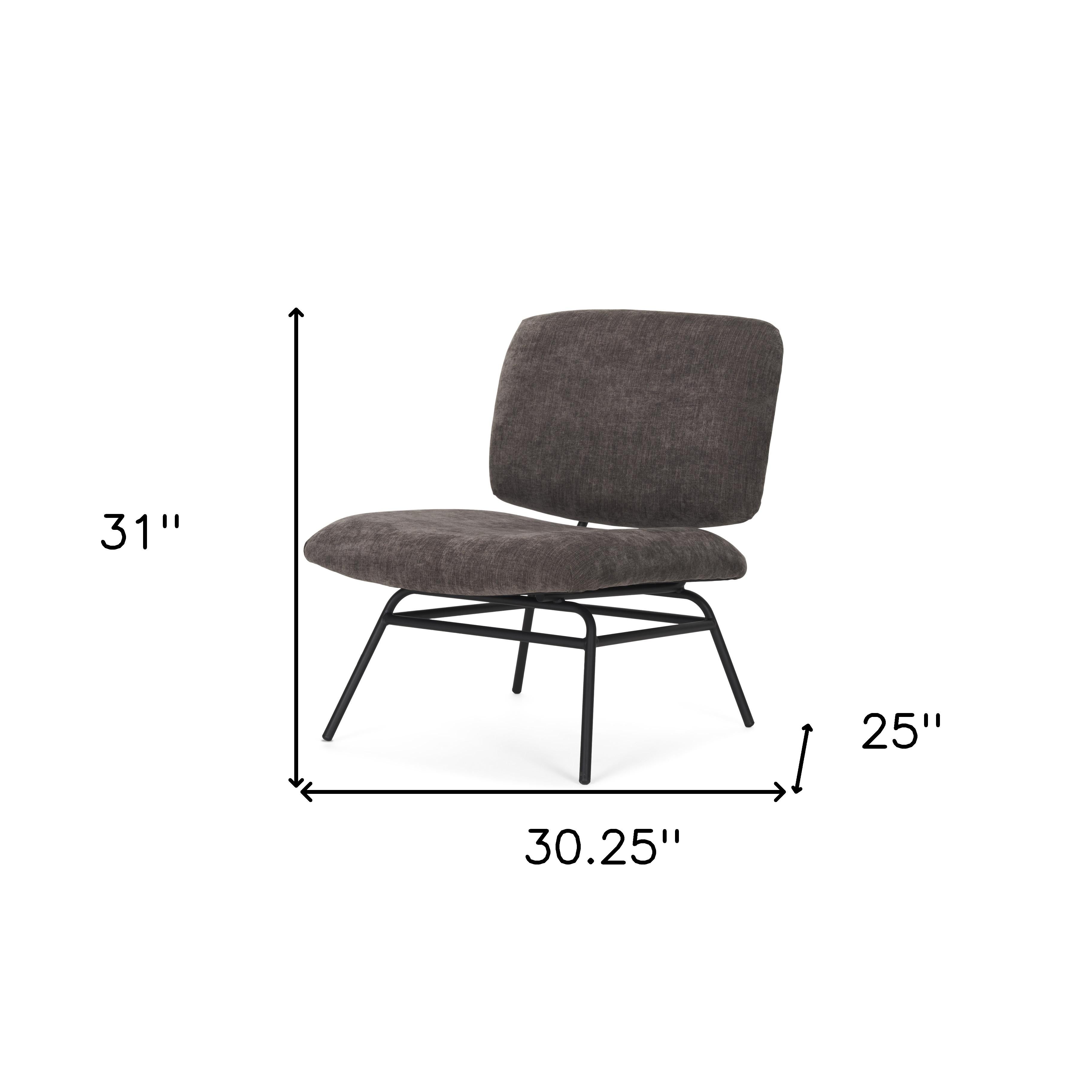 30" Charcoal and Black Upholstered Slipper Chair-4