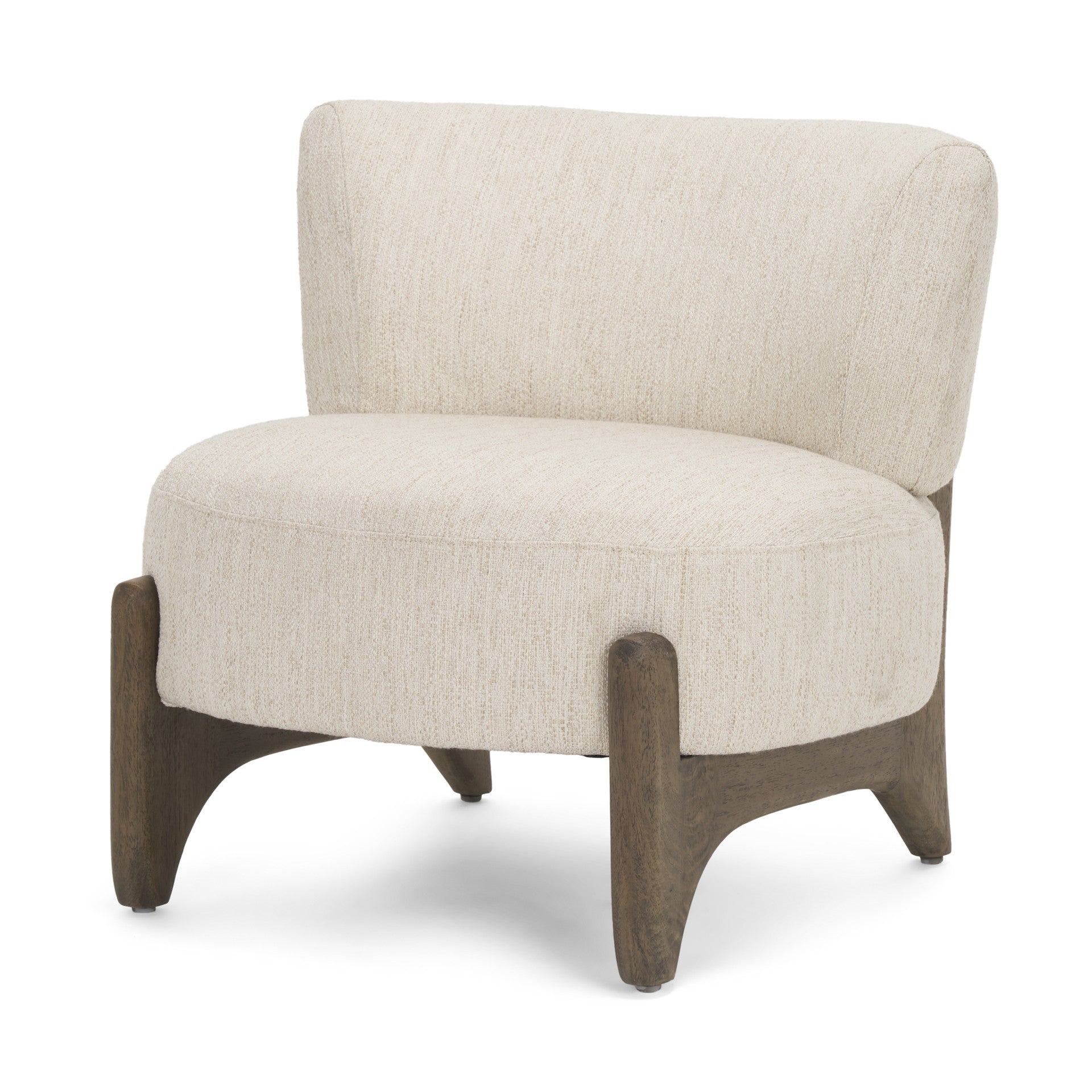 29" Cream and Brown Upholstered Slipper Chair-1