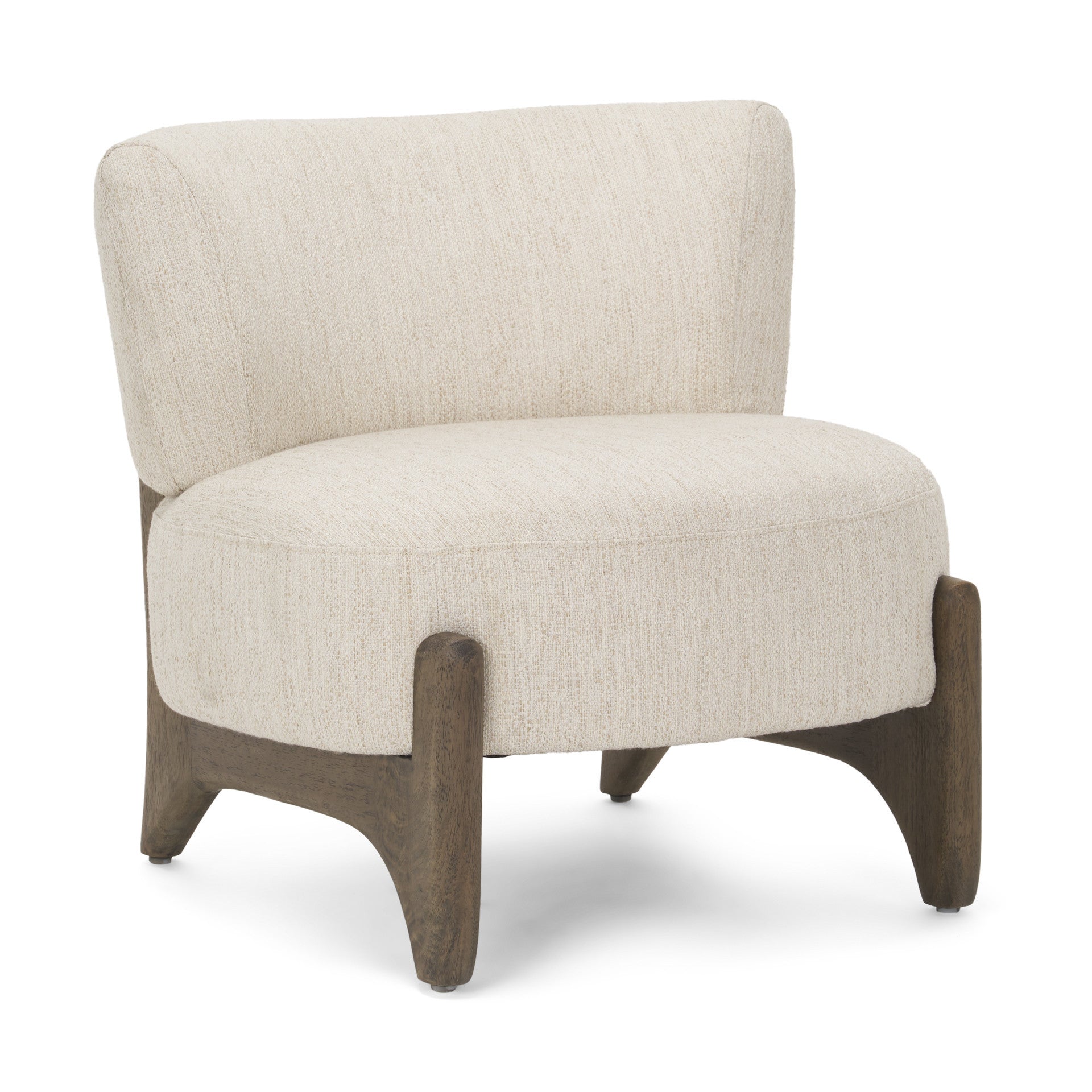 29" Cream and Brown Upholstered Slipper Chair-3