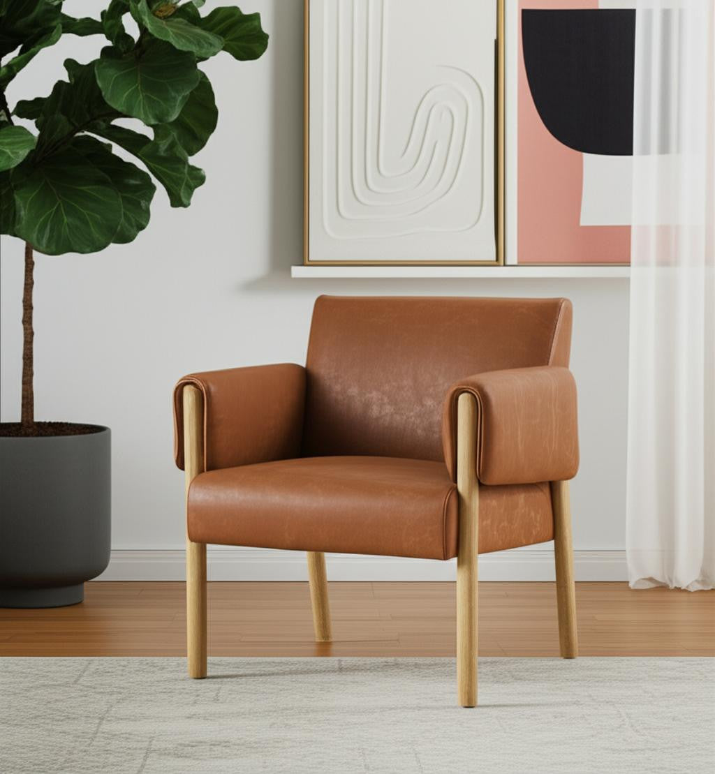 30" Brown Upholstered Arm Chair-0