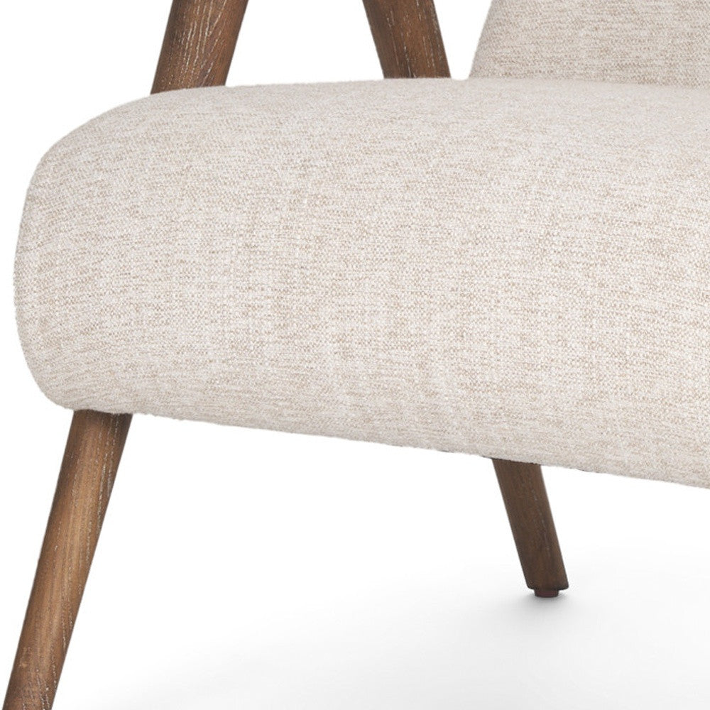 32" Cream and Brown Linen Arm Chair-2