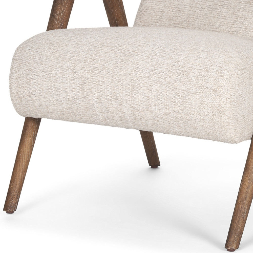 32" Cream and Brown Linen Arm Chair-3