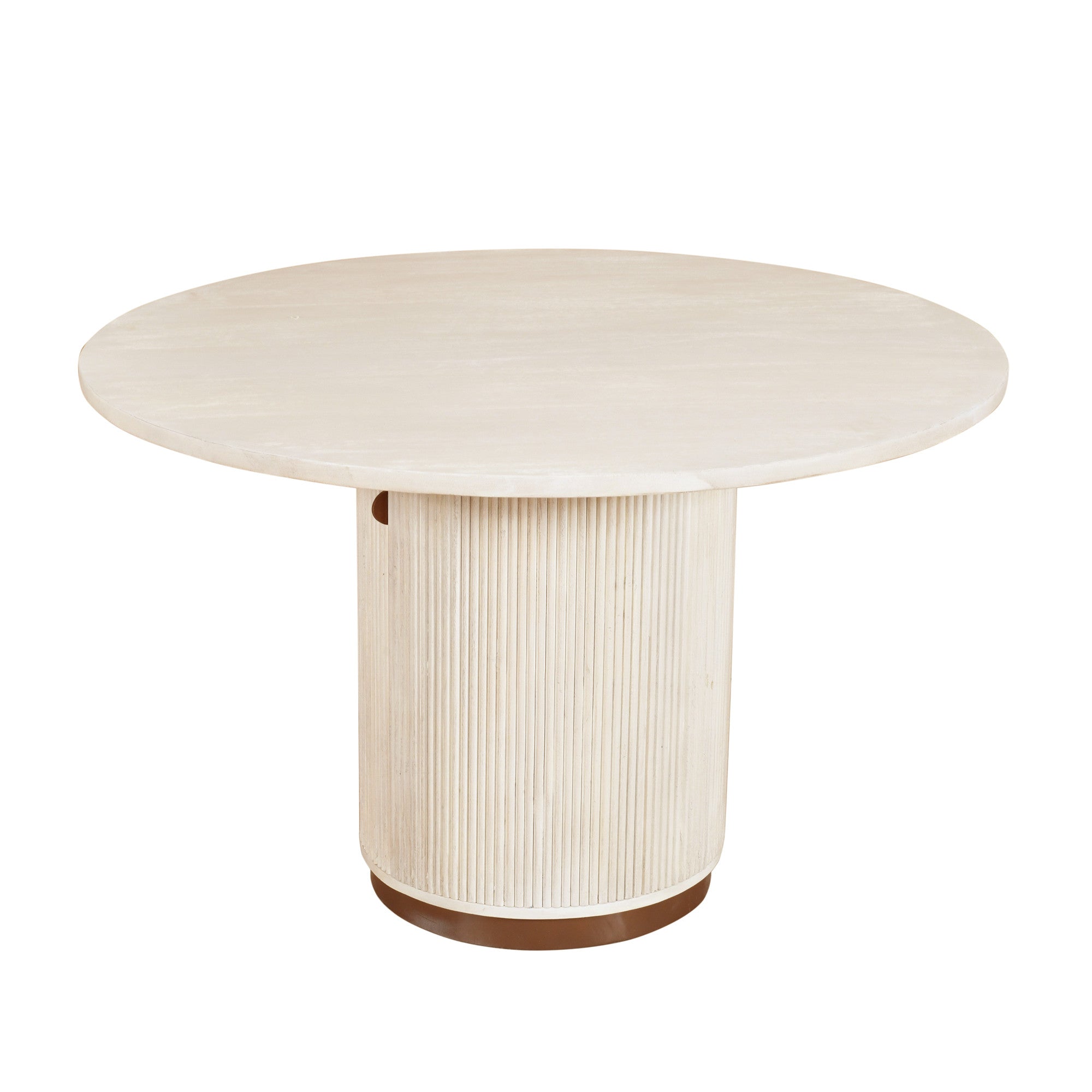 48" White Solid Wood Pedestal Base Round Top Dining Table-2