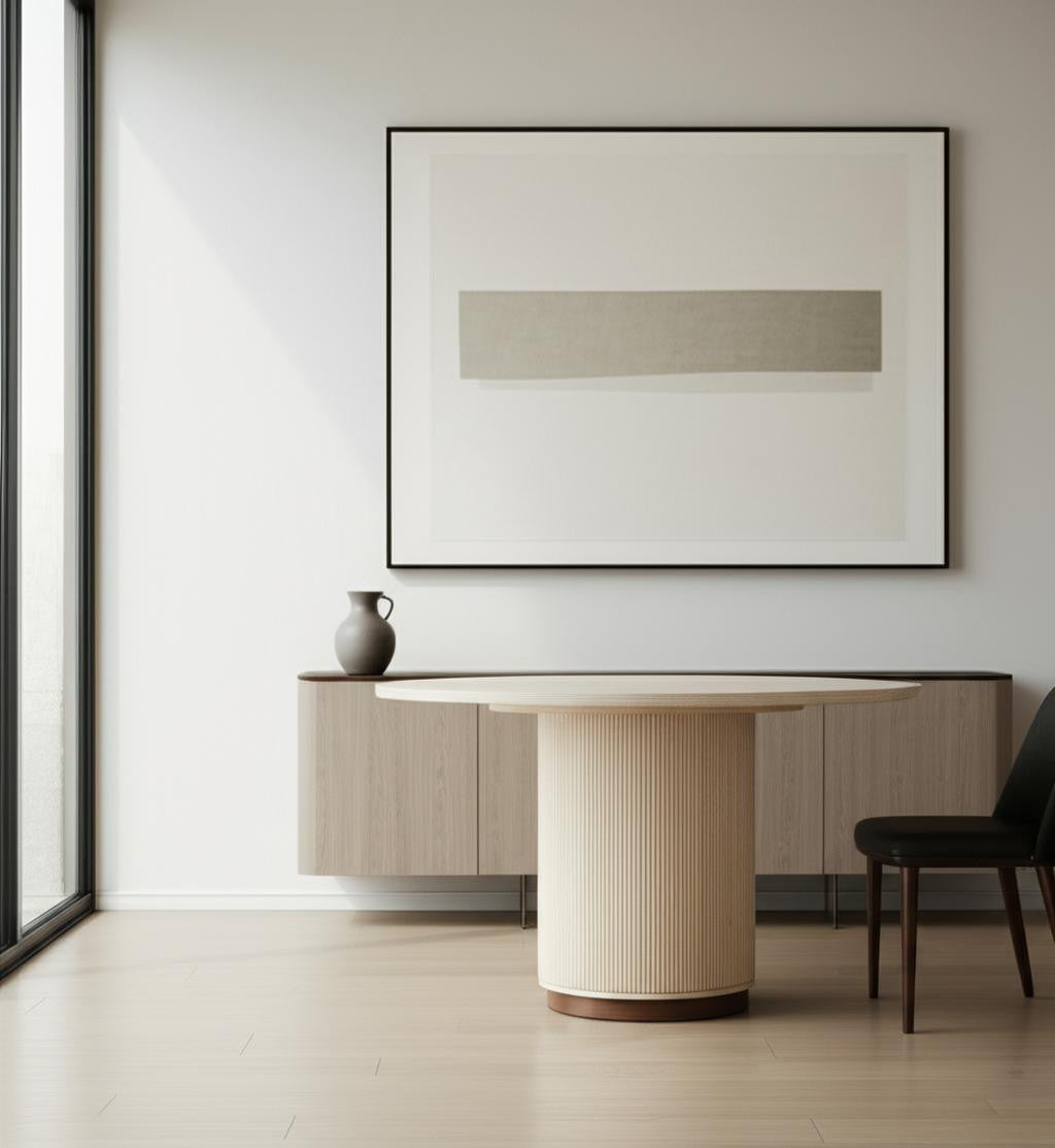 48" White Solid Wood Pedestal Base Round Top Dining Table-1