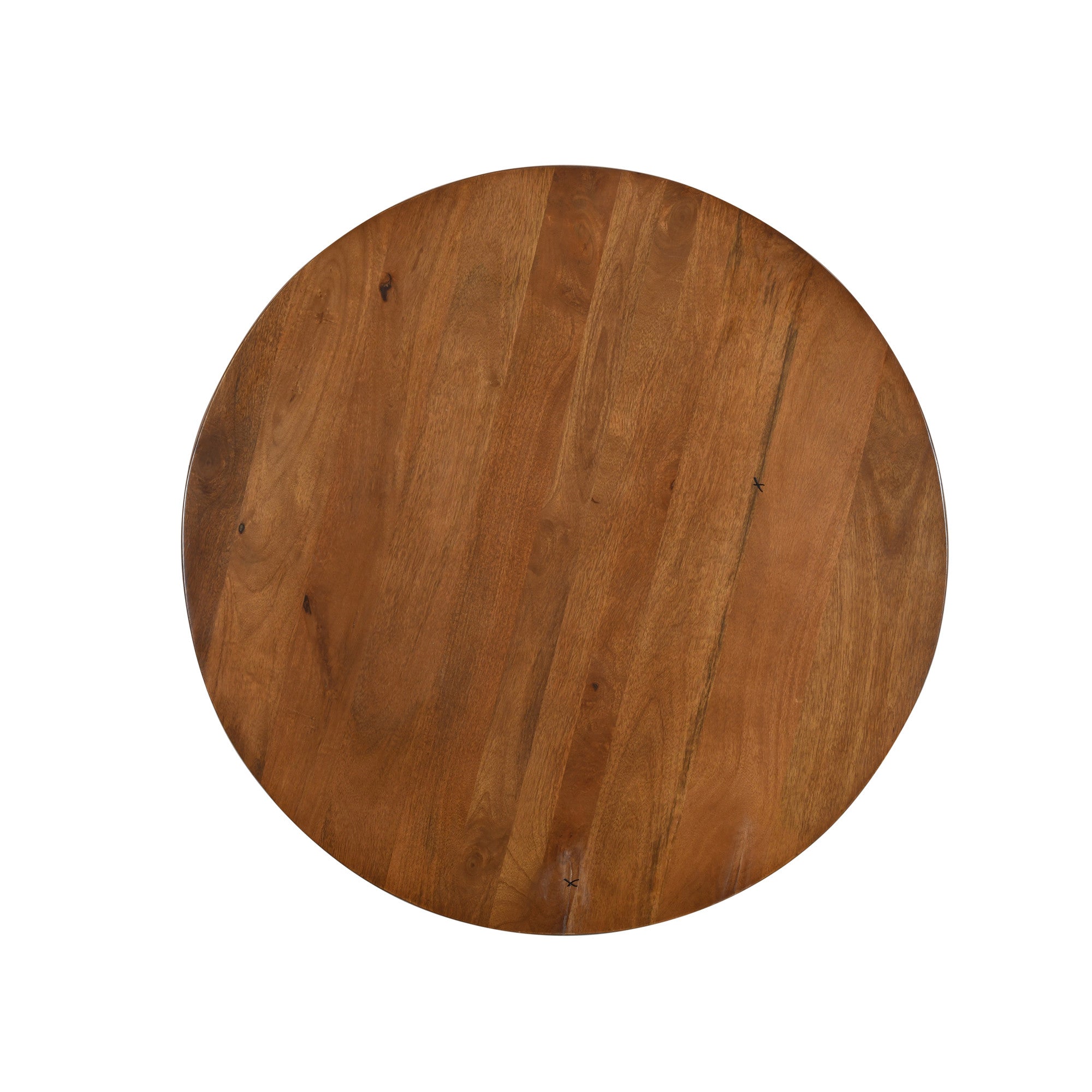 36" Brown Solid Wood Round Pedestal Coffee Table With Two Shelves-3