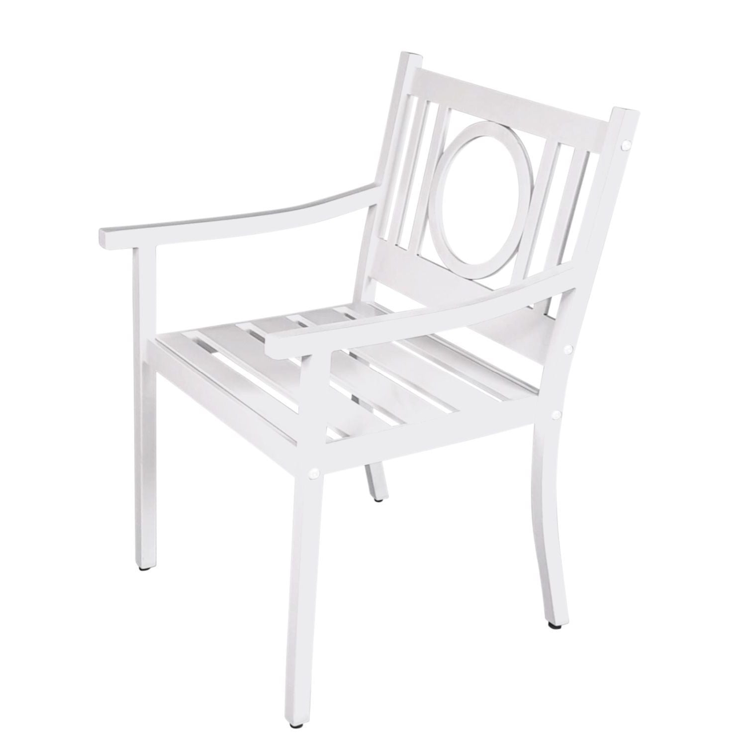 24" White Steel Geo Back Outdoor Arm Chair-1