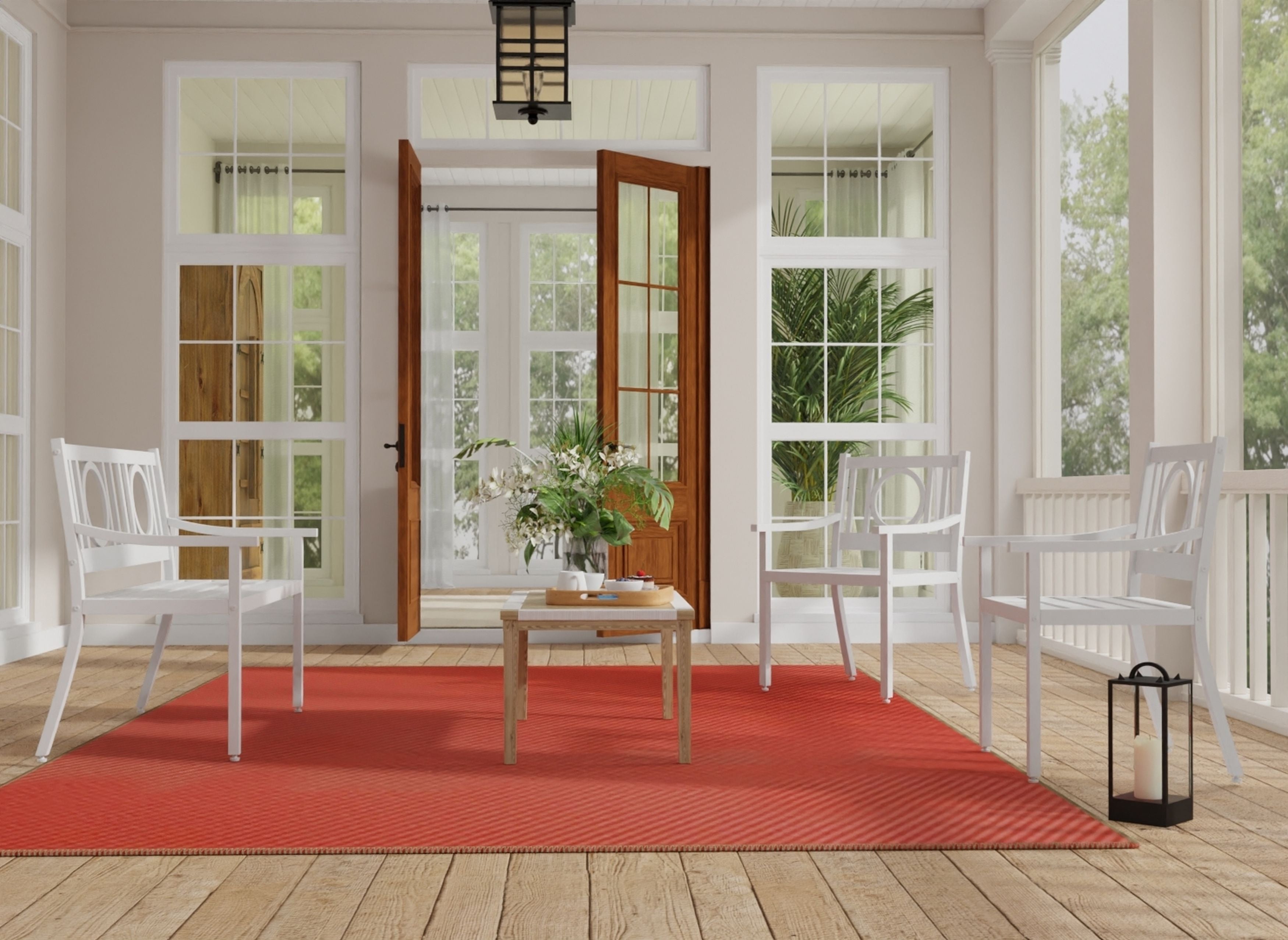 24" White Steel Geo Back Outdoor Arm Chair-3