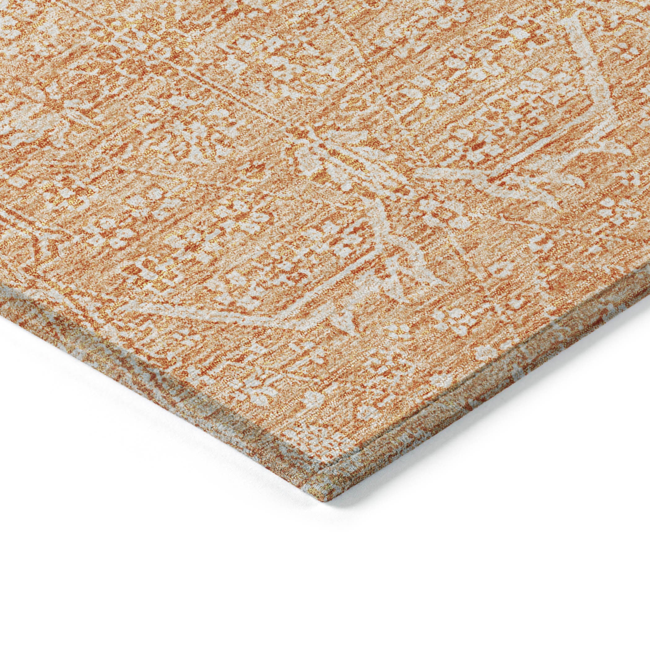 5' X 8' Salmon Floral Washable Indoor Outdoor Area Rug-3