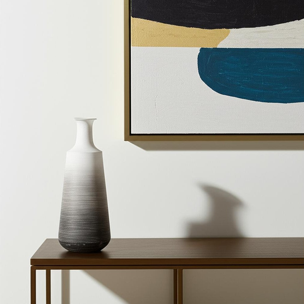 20" Gray And White Ombre Metal Table Vase-0