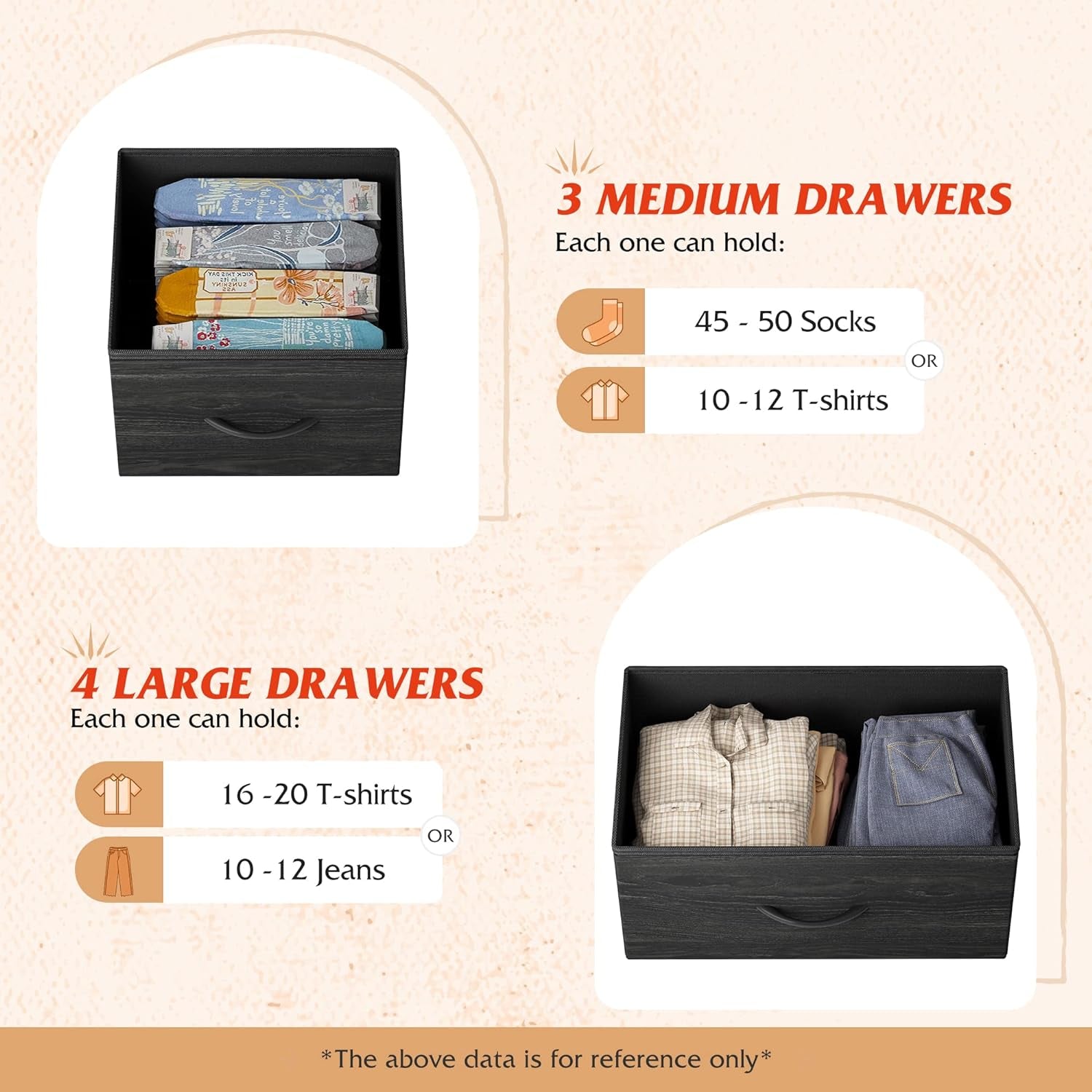 TV Stand For 45 Inch TV With Durable Fabric Drawers-4