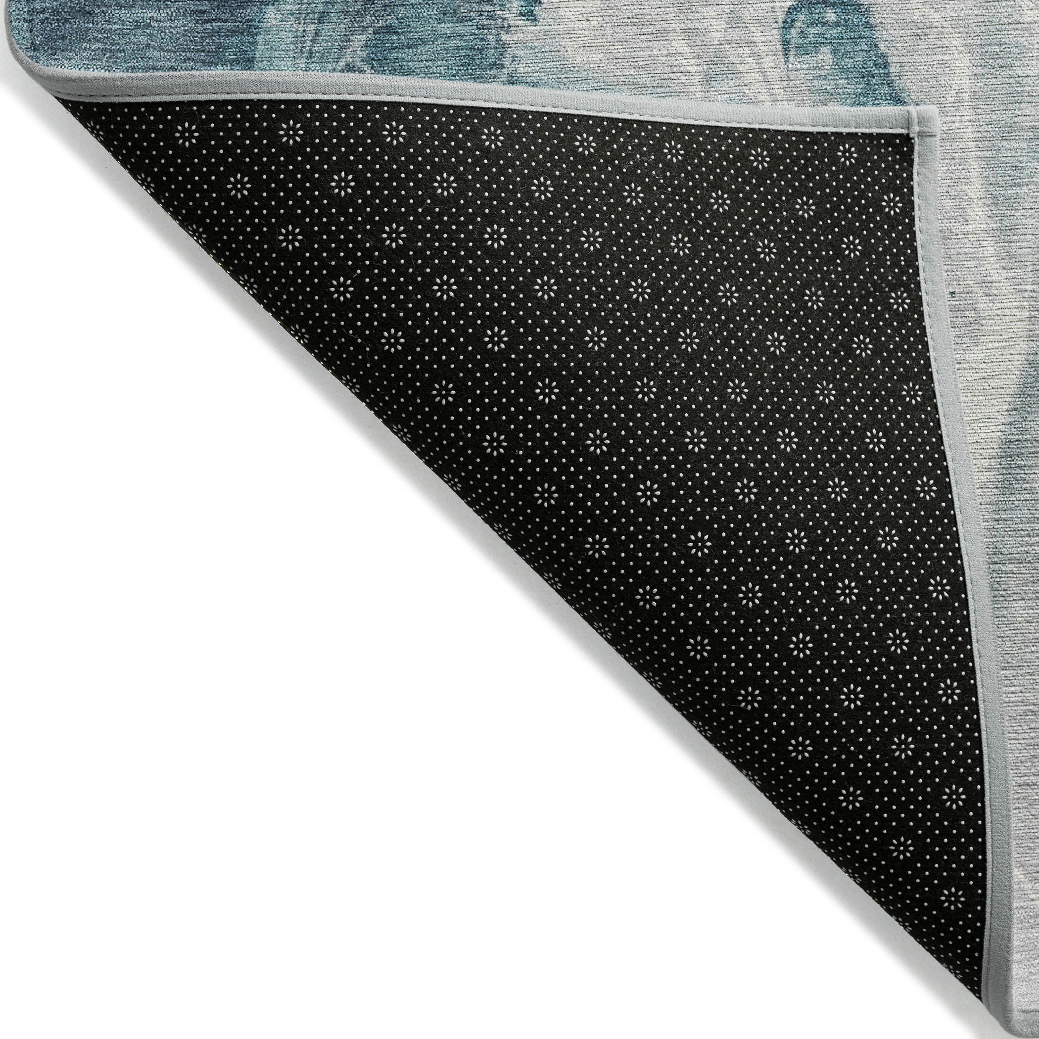 3' X 5' Teal Blue And Ivory Abstract Washable Indoor Outdoor Area Rug-3