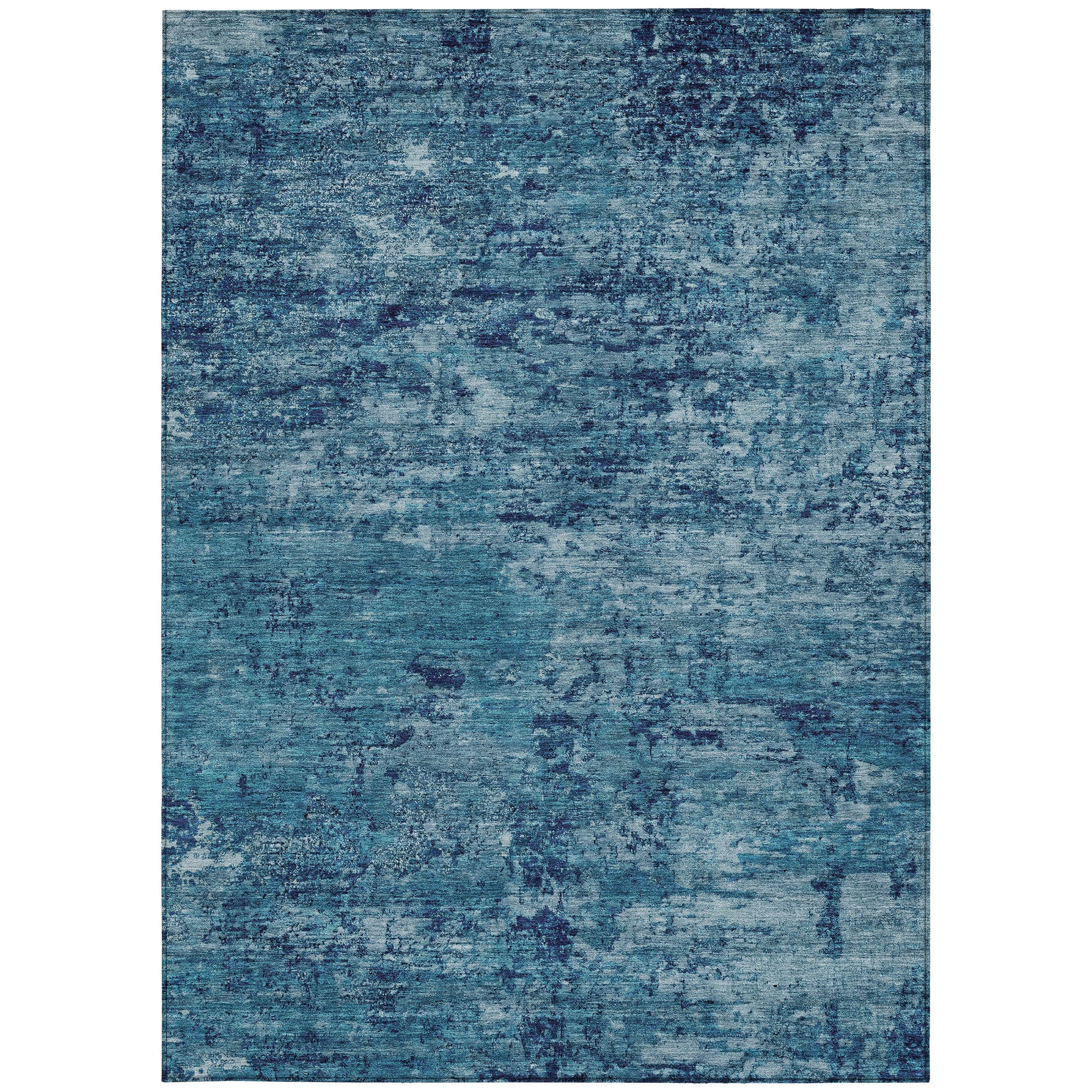 5' X 8' Denim Blue And Navy Blue Abstract Washable Indoor Outdoor Area Rug-4