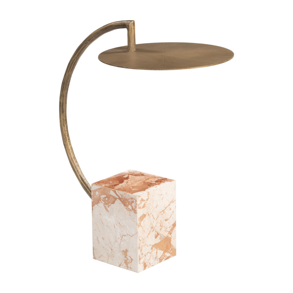 24" Brass Iron Pedestal End Table-0