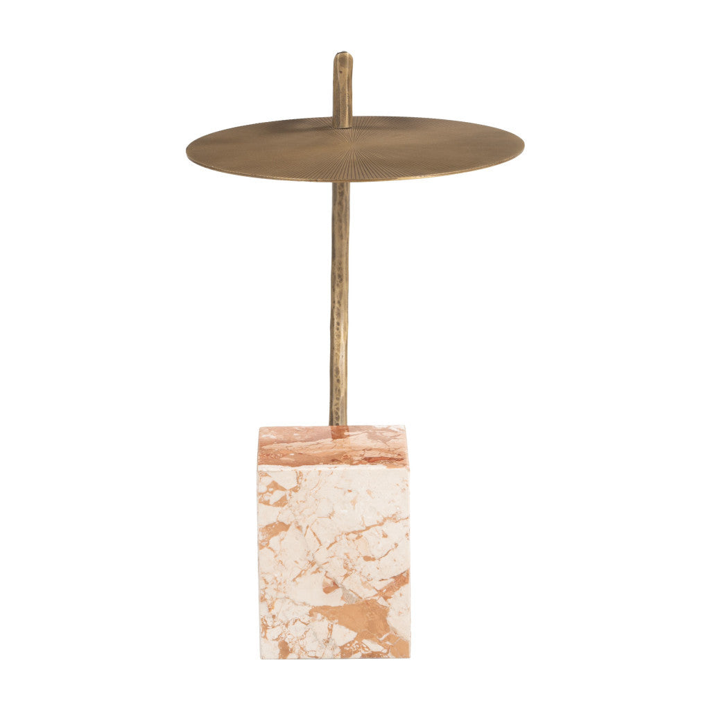 24" Brass Iron Pedestal End Table-3