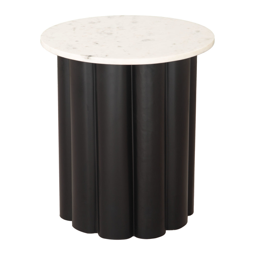 21" White Wood Pedestal End Table-3