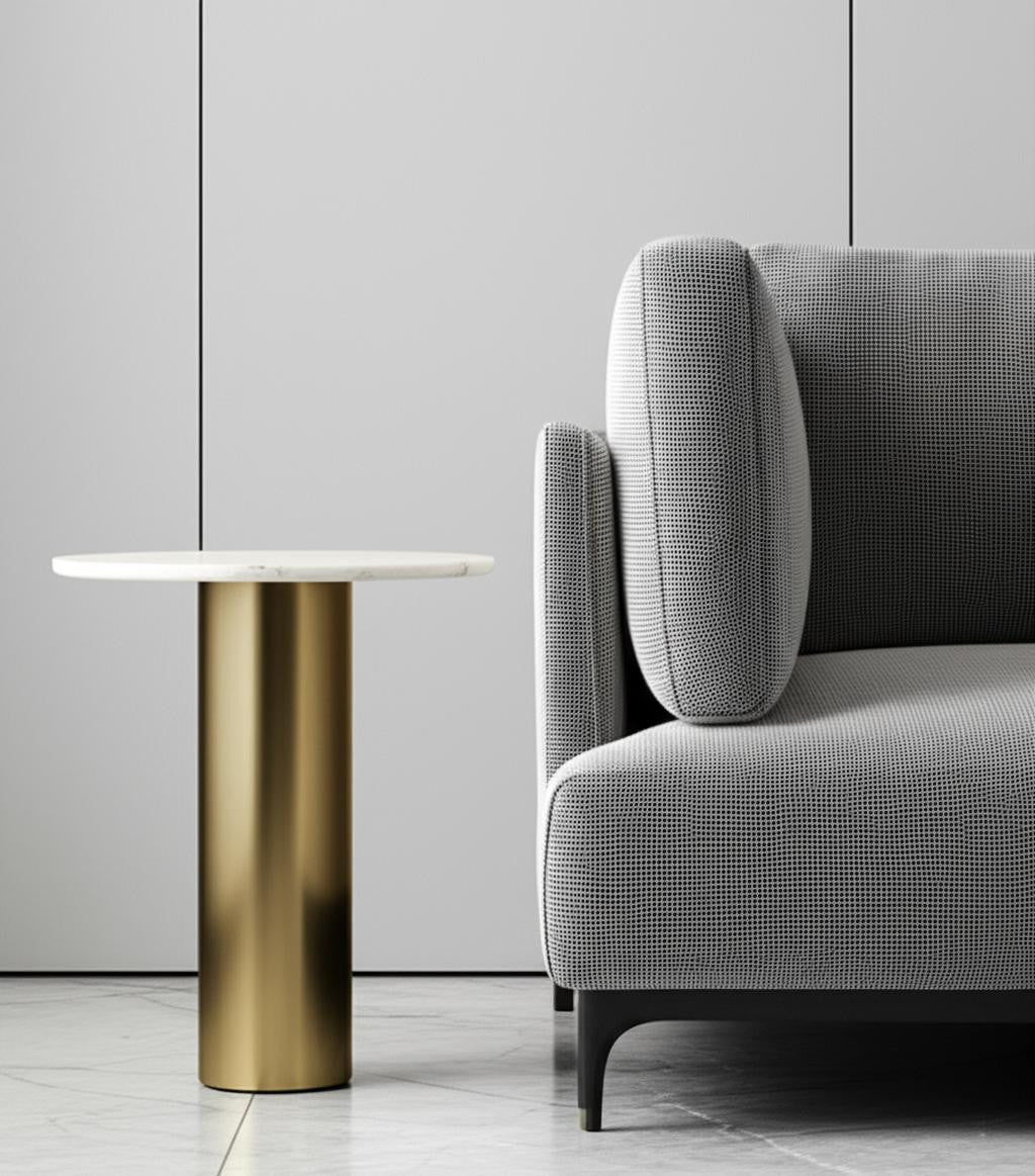 21" White Wood Pedestal End Table-1