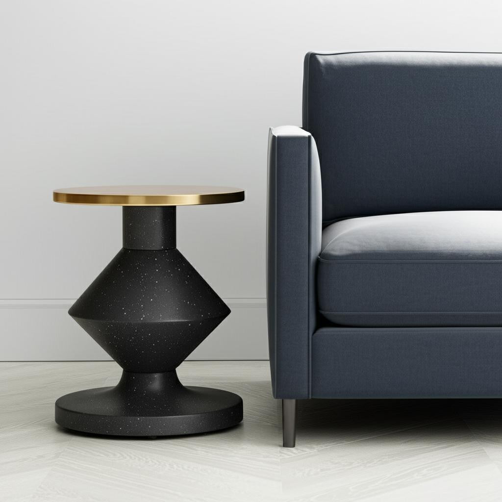 21" Gold Iron Pedestal End Table-1