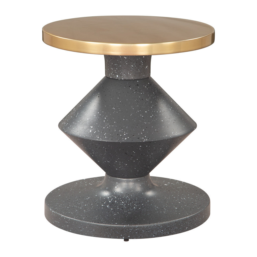 21" Gold Iron Pedestal End Table-0