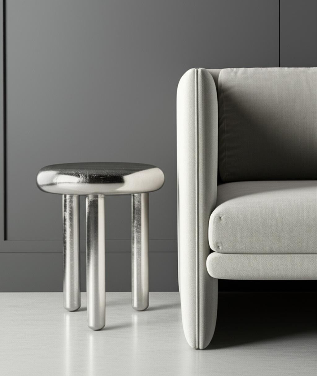 22" Silver Aluminum Pedestal End Table-1