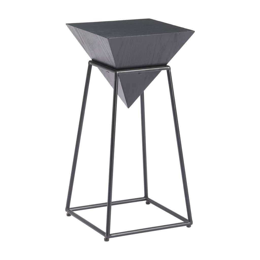 25" Black Steel Pedestal End Table-1