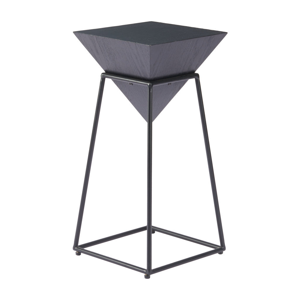 25" Black Steel Pedestal End Table-2