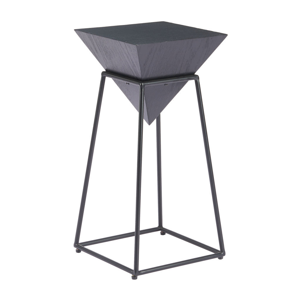 25" Black Steel Pedestal End Table-4