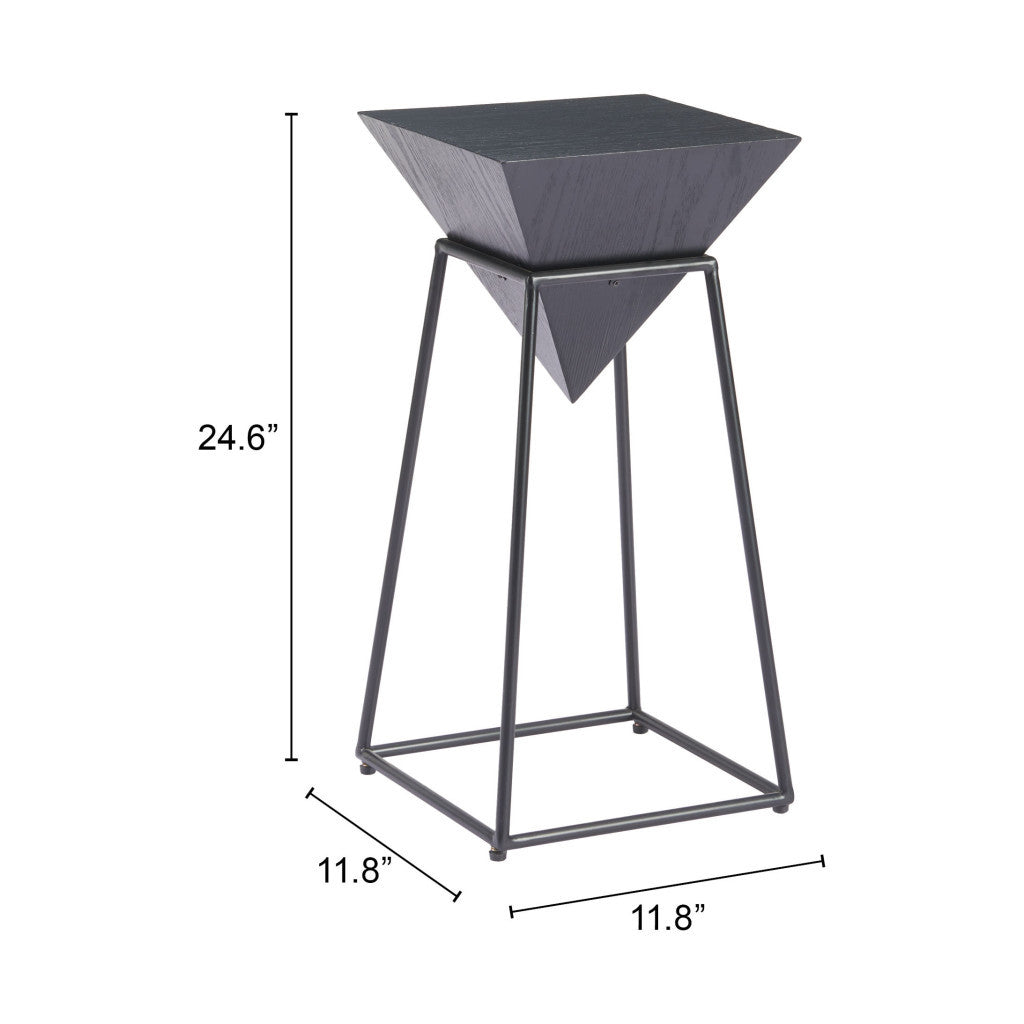 25" Black Steel Pedestal End Table-8