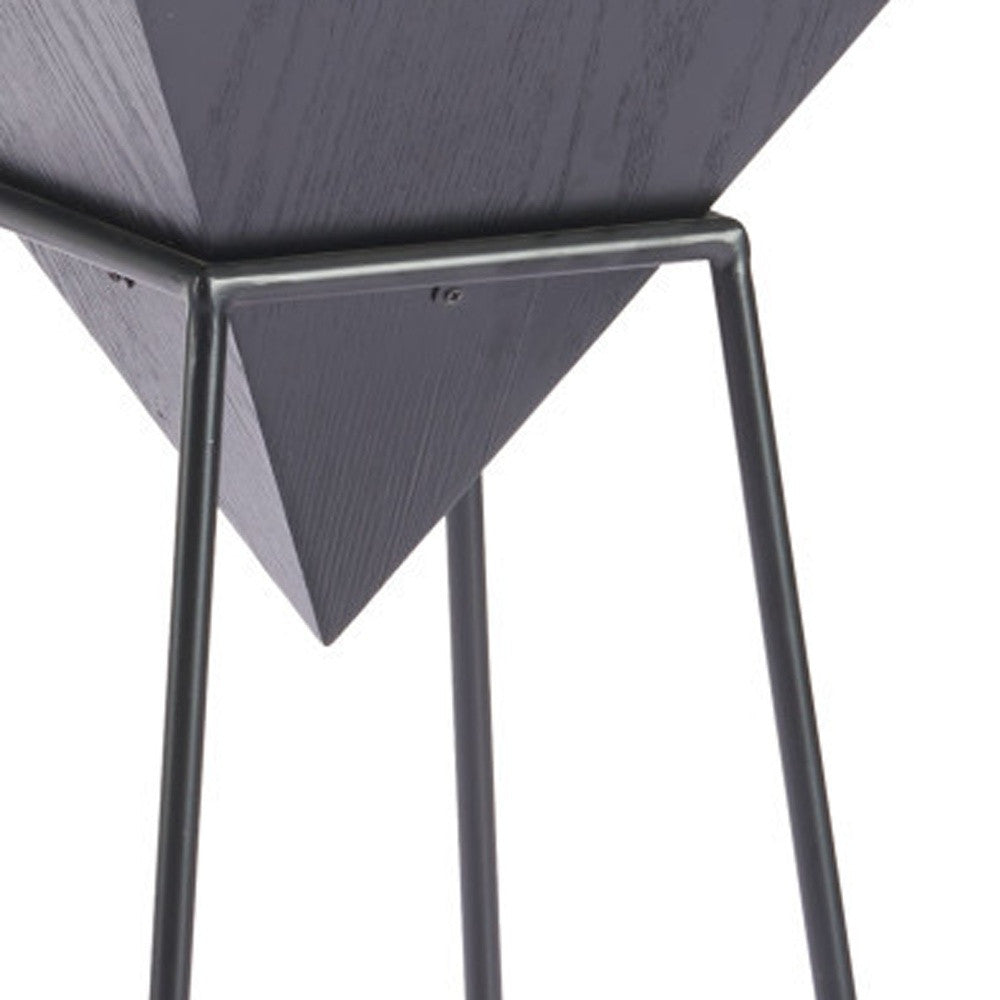 25" Black Steel Pedestal End Table-5