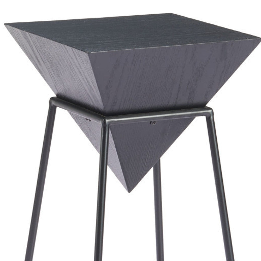 25" Black Steel Pedestal End Table-6