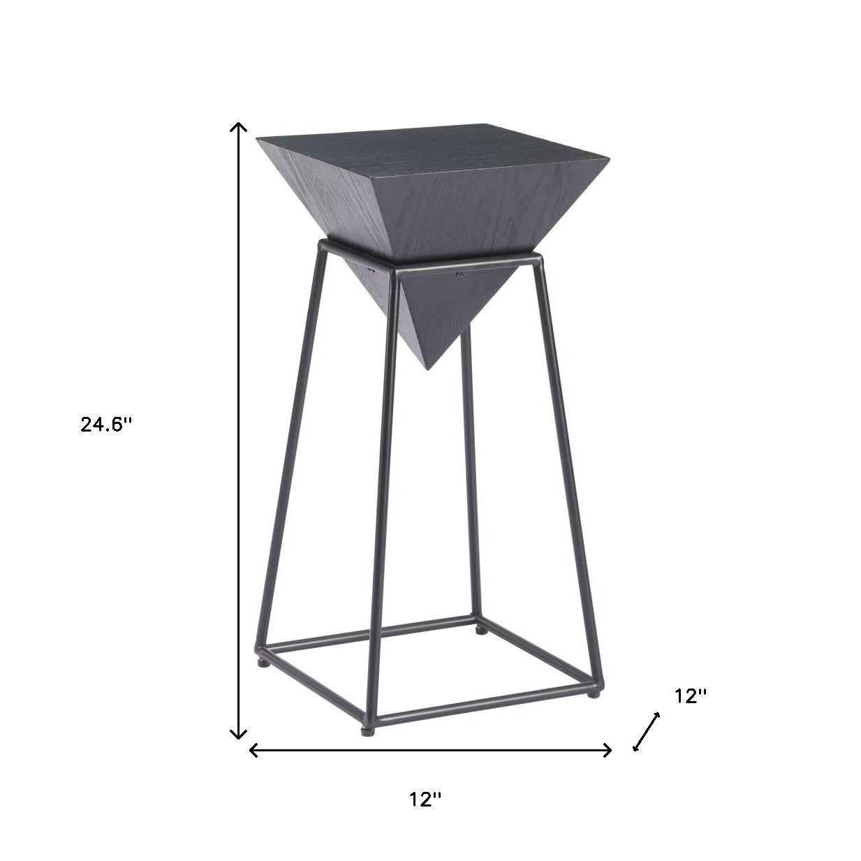 25" Black Steel Pedestal End Table-7